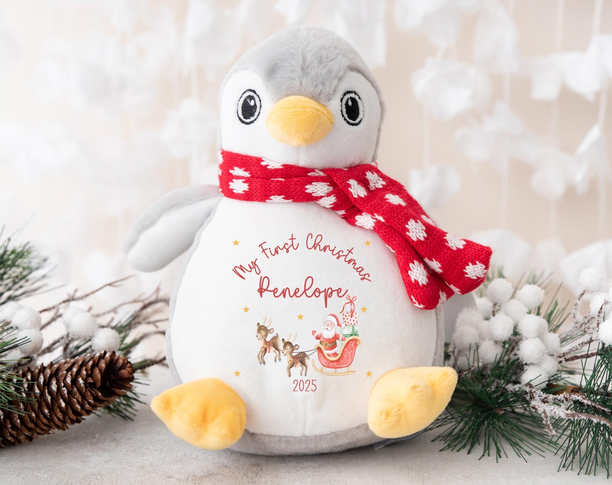 personalised christmas santa sleigh name penguin teddy gift christmas eve box personalised santa sack first christmas gift
