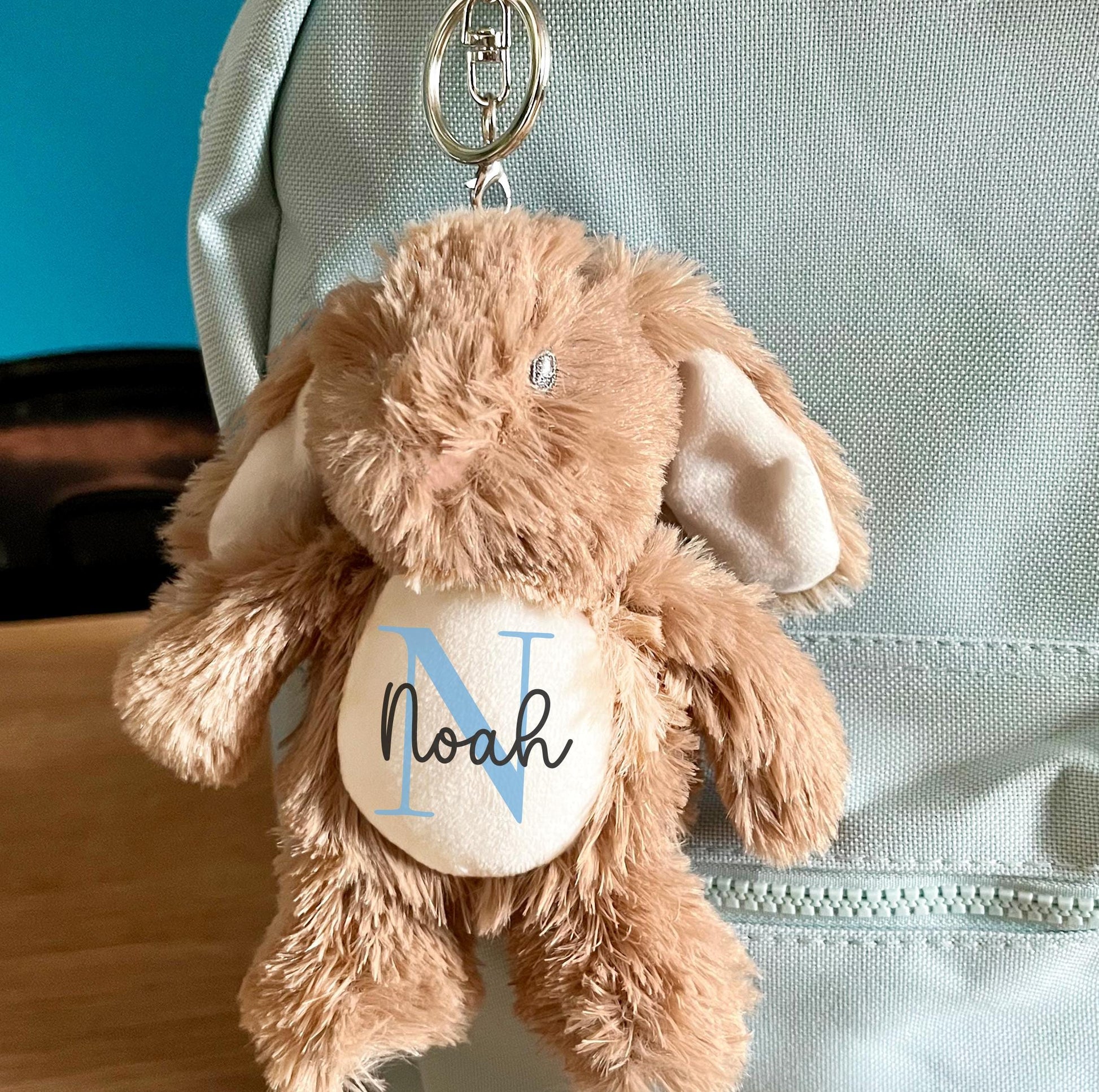Personalised back to school name teddy school bag keyring, Back to school teddy keyring name tag, Preschool name tag bag