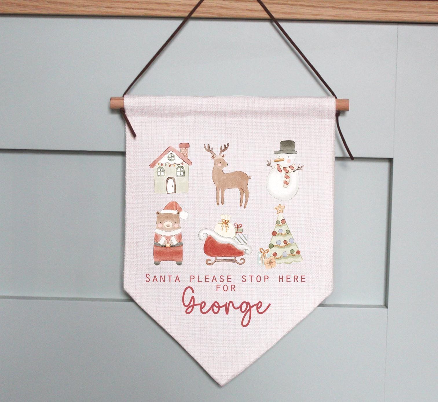 Personalised santa please stop here nutcracker sign, christmas eve box, personalised santa sack, first christmas gift, christmas sign