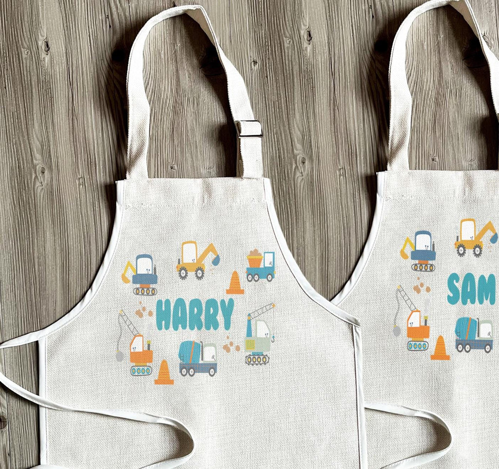 Personalised modern contemporay builder digger baking  apron gift, Digger baking apron, Digger cooking apron