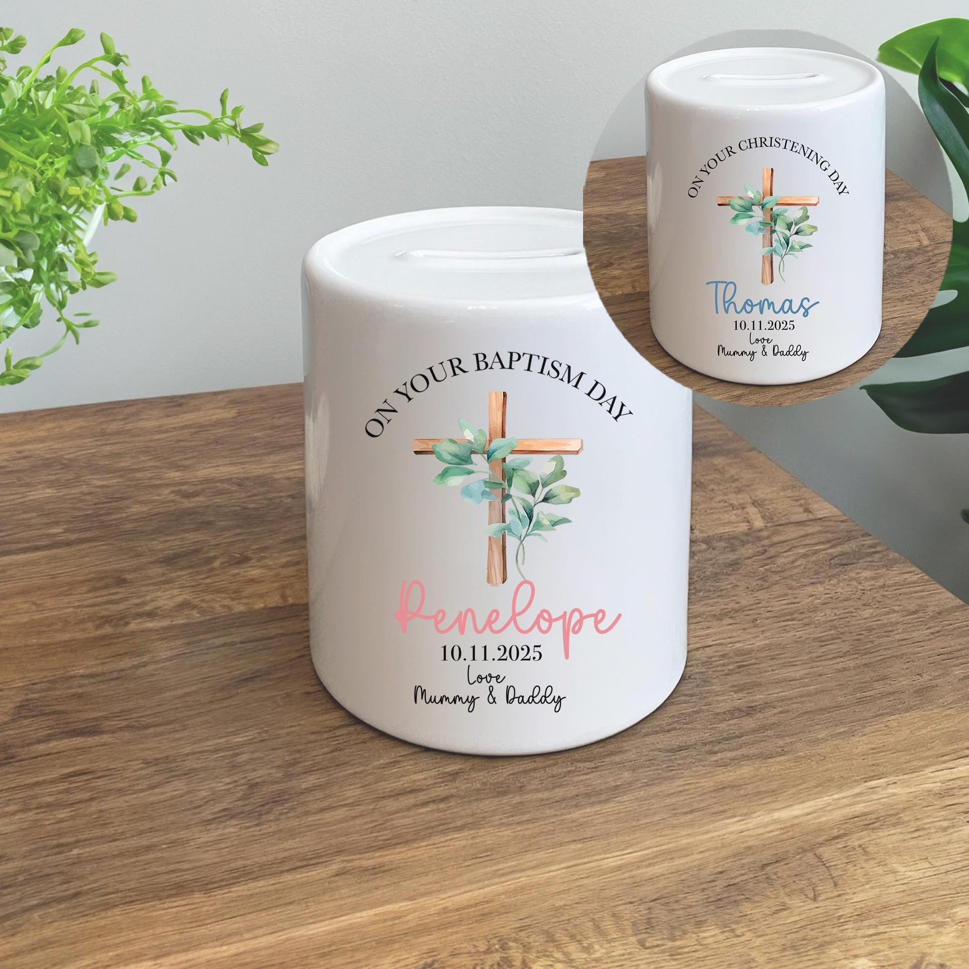 Personalised christening  baby money pot, Personalised baptism baby money pot, Personalised naming ceremony money pot