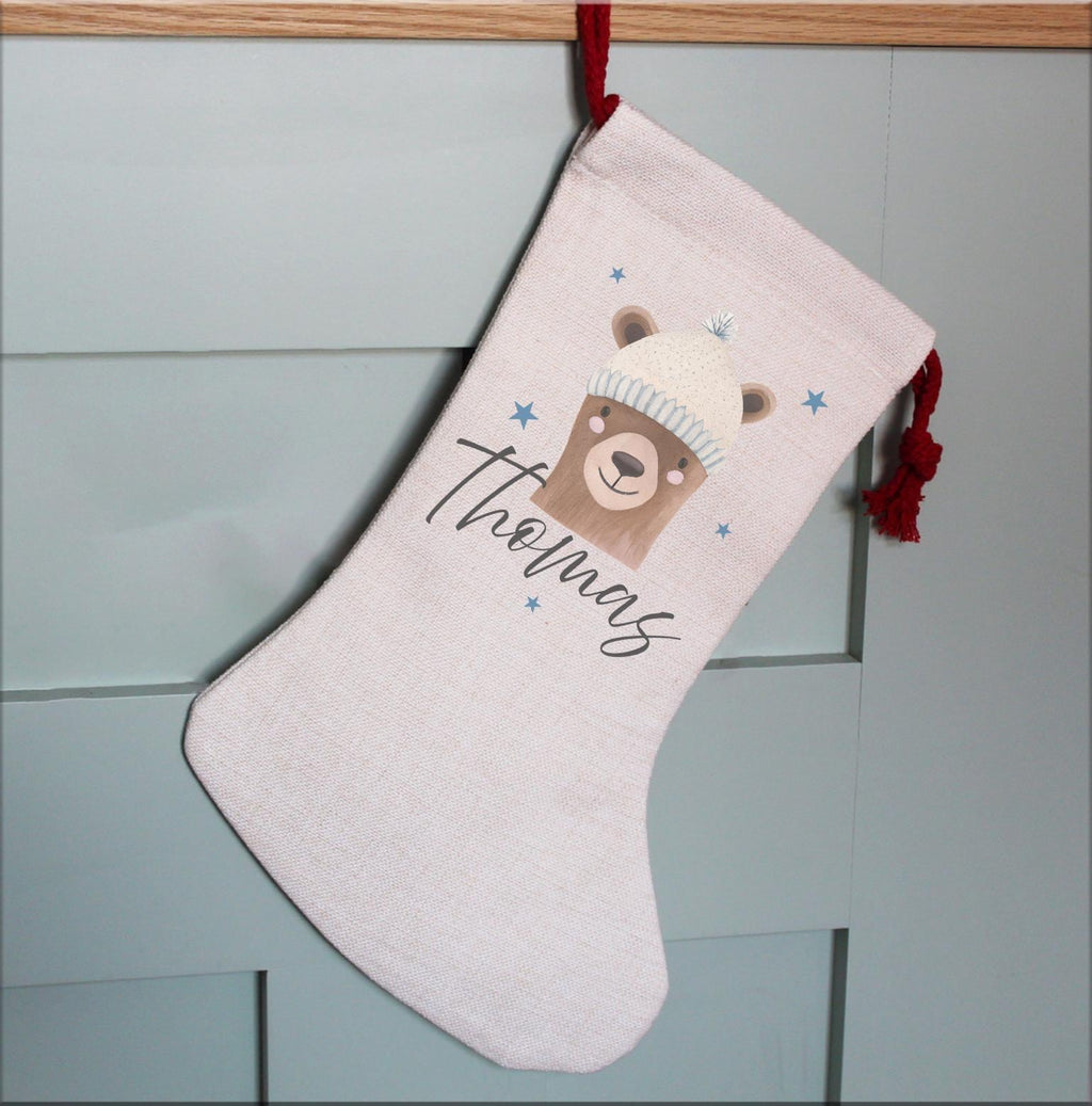 Personalised special delivery winter bear boy christmas stocking christmas eve box personalised santa sack first christmas gift