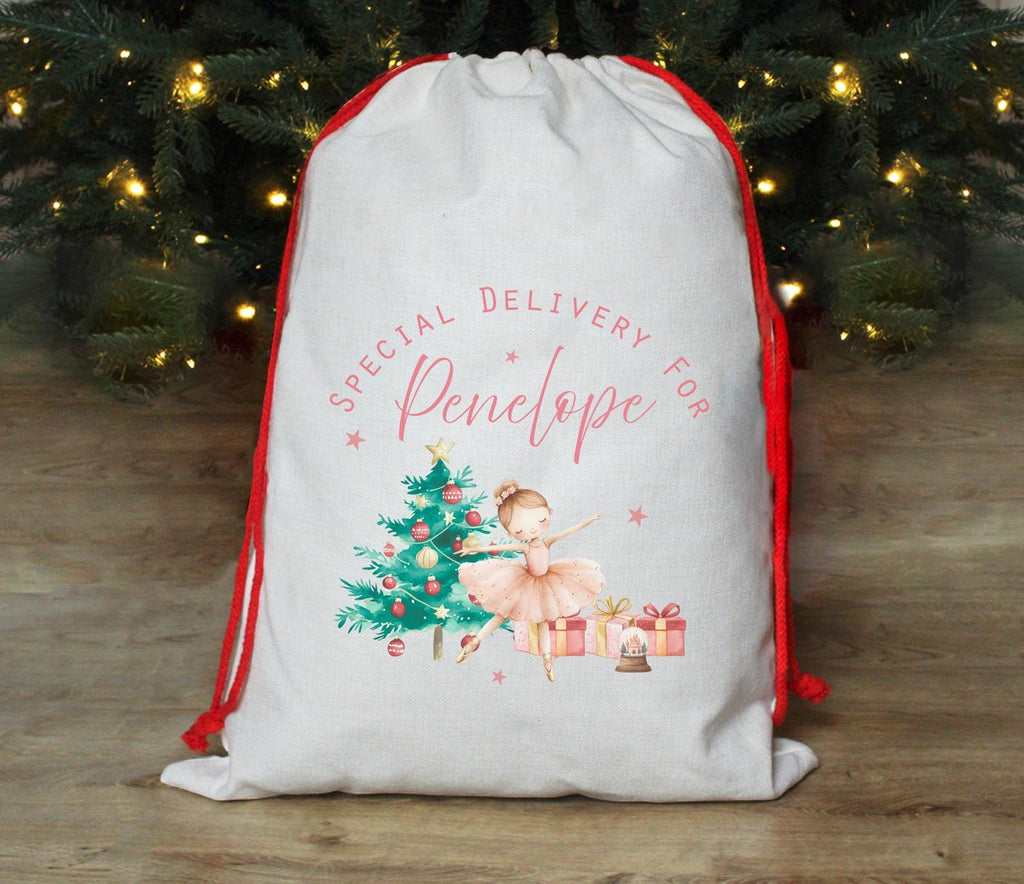 Personalised christmas ballerina sack , Personalised present sack , Christmas decor , Ballerina stocking , Christmas eve box