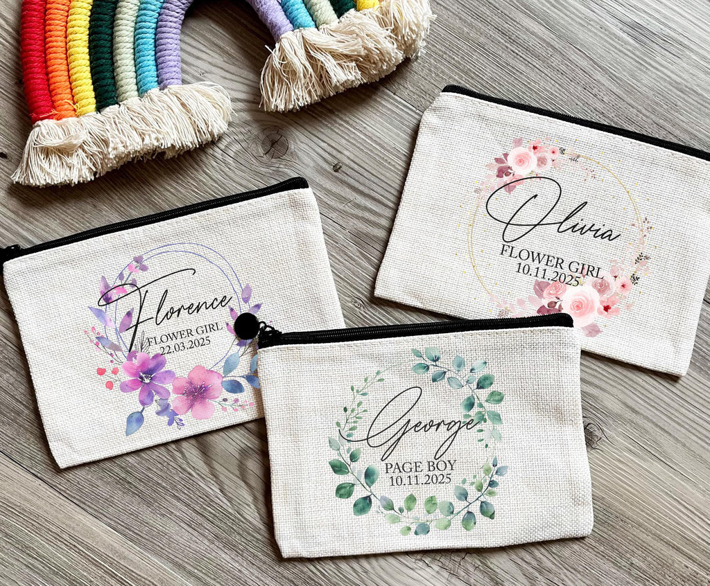Personalised flowergirl pencil case, Personalised page boy pencil case, Flowergirl stationary, Page boy stationary, Personalised wedding