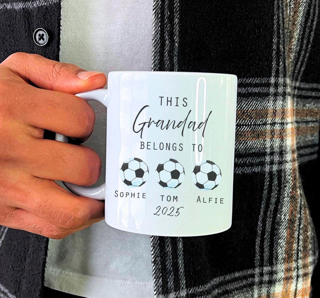 Personalised this dad belongs to foodball mug, Gift for dad, Dad birthday gift mug, Fathers day gift mug, Gift for grandad mug