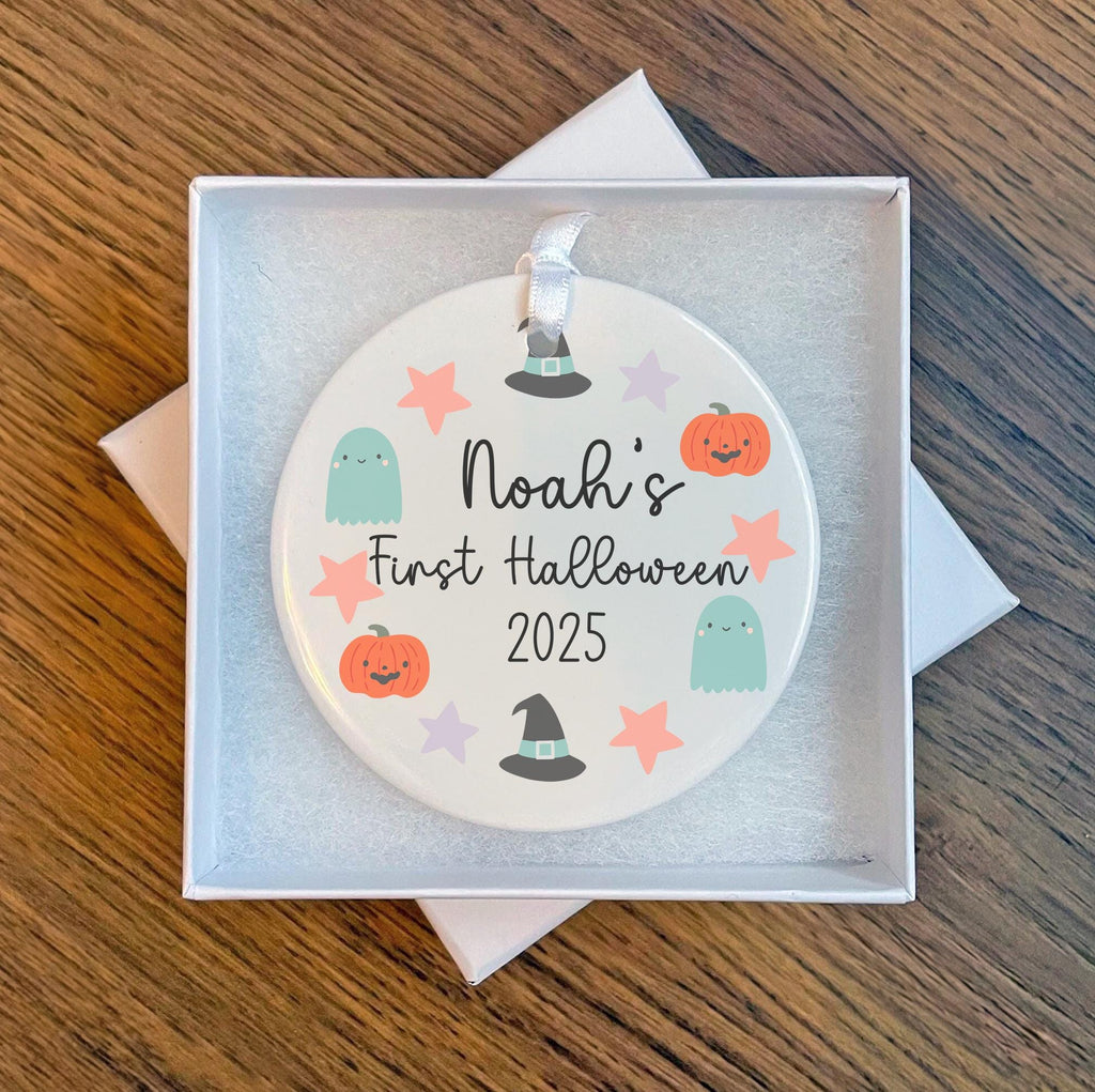 Personalised first Halloween ceramic ornament , First halloween gift , Baby halloween gift, Babies first halloween gift , Halloween decor
