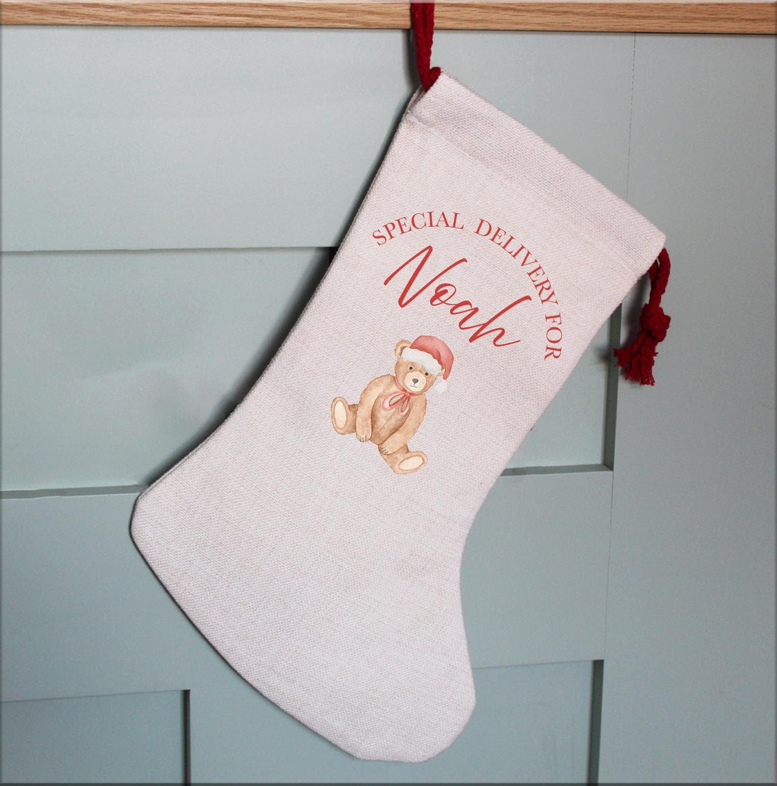 Personalised christmas teddy bear stocking , Christmas teddy bear sack , Christmas eve box, Present sack , Present stocking