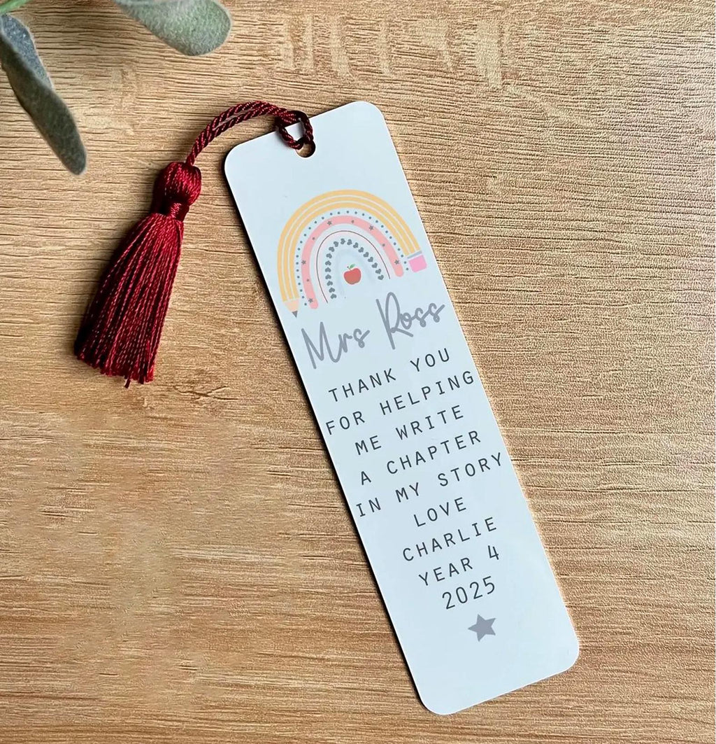 Personalised teacher bookmark, Personalised teaching assistant bookmark, Teacher appreciation gift