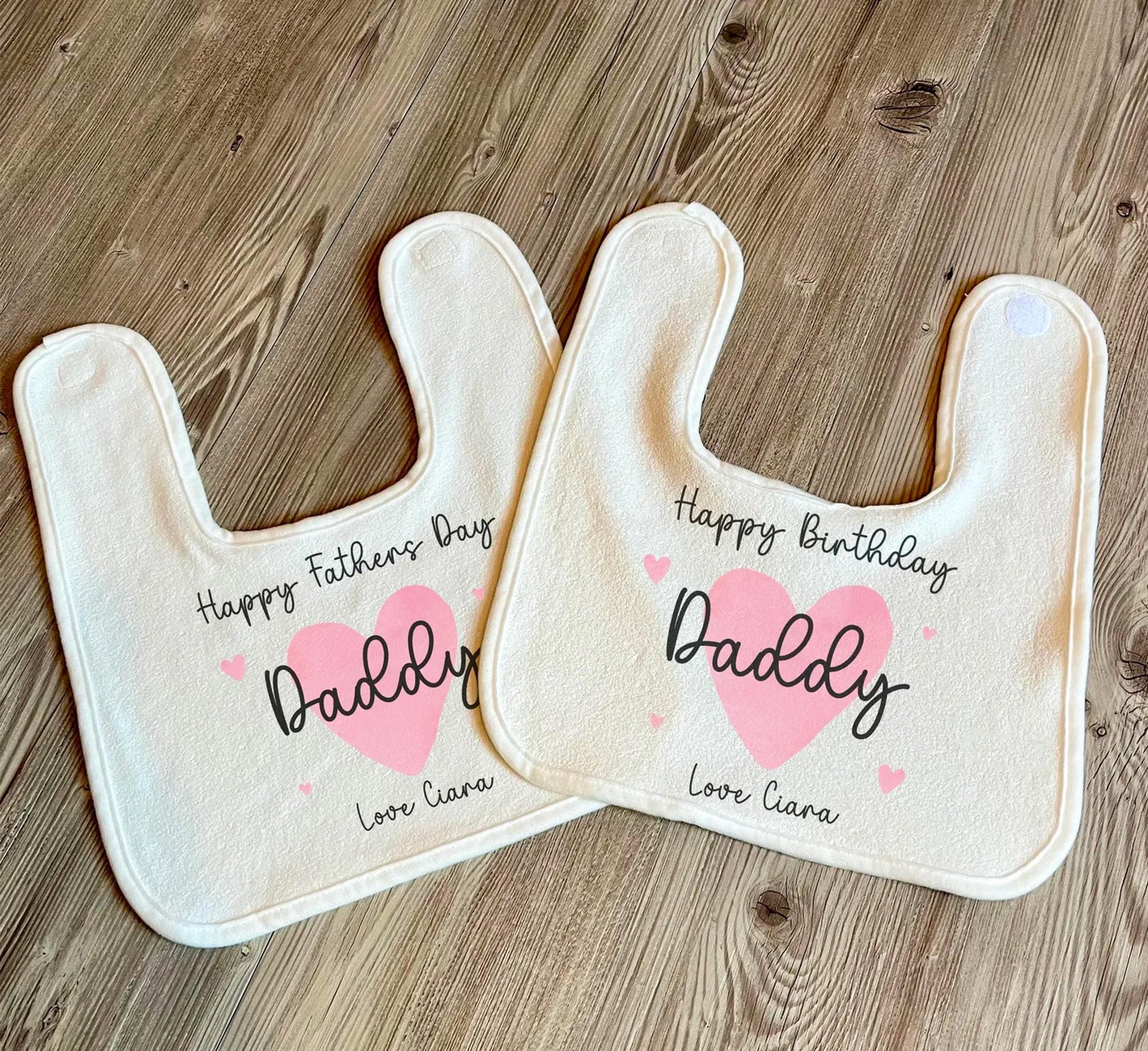 Personalised happy fathers heart bib , Happy fathers day bib , First fathers day bib , Our first fathers day bib, Birthday clothing