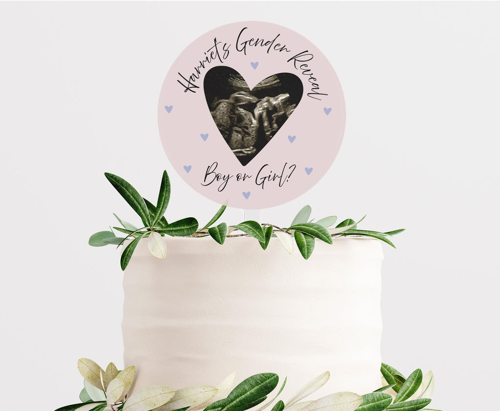 Personalized Gender Reveal Cake Topper: Acrylic Baby Shower Decoration