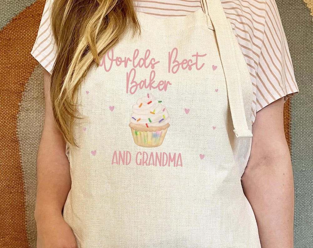 Personalised worlds best baker and nanny apron gift