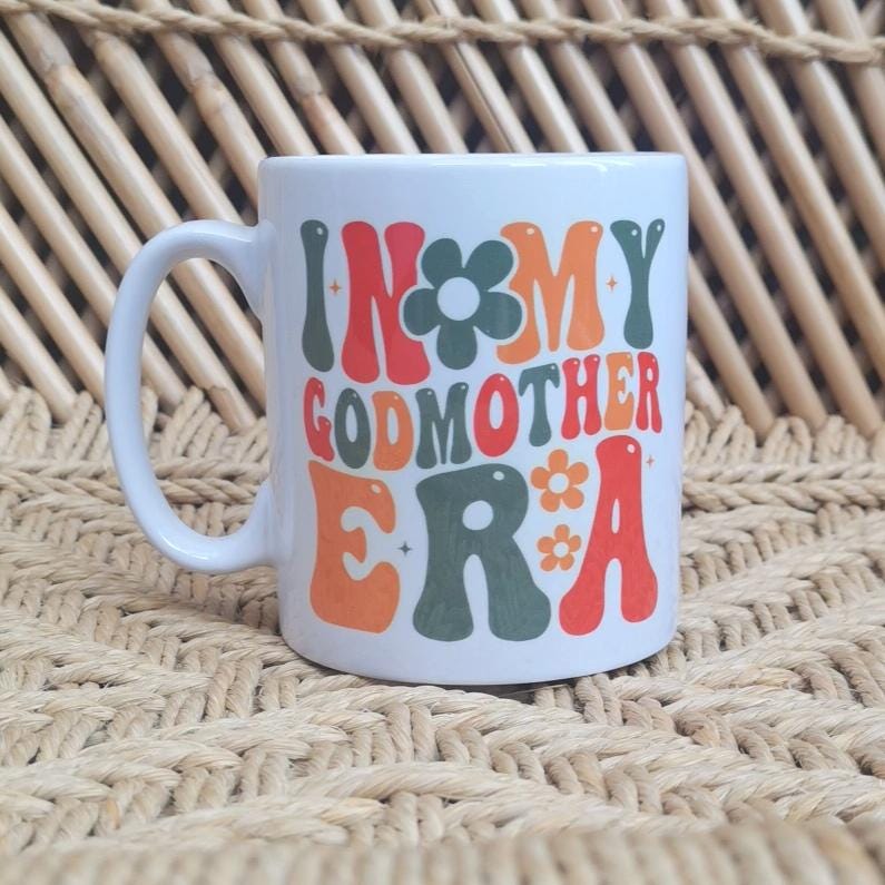 Personalise retro in my godmother era ceramic mug gift, Godparent mug gift, Godparents gifts, Godparent proposal