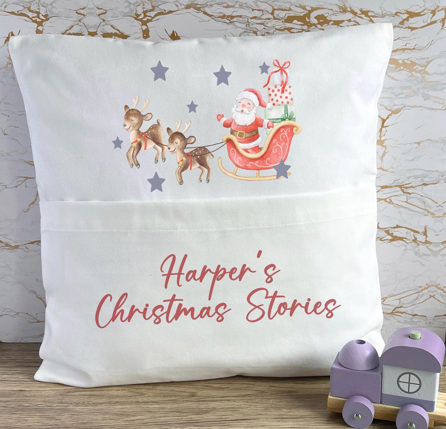 Personalised christmas stories pocket cushion gift christmas eve box personalised santa sack first christmas gift