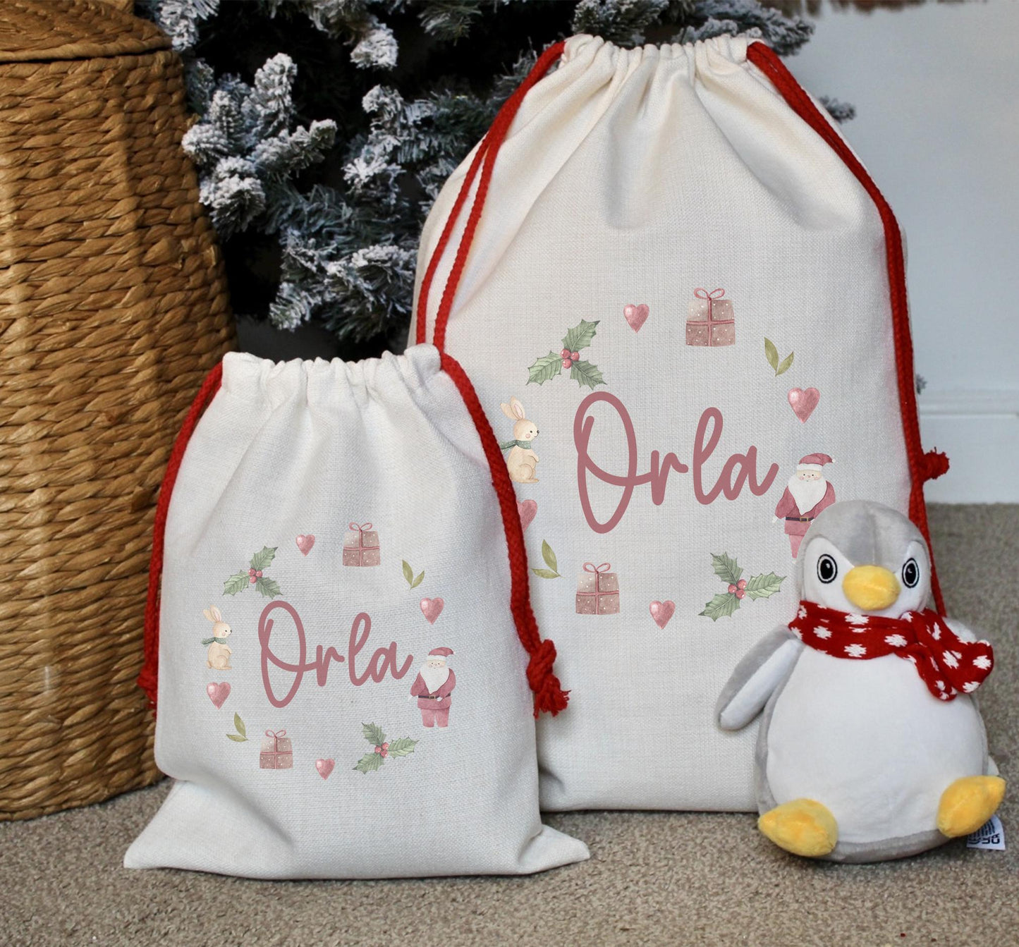 Personalised christmas santa present sack bag name on gift bag christmas eve box personalised santa sack first christmas gift