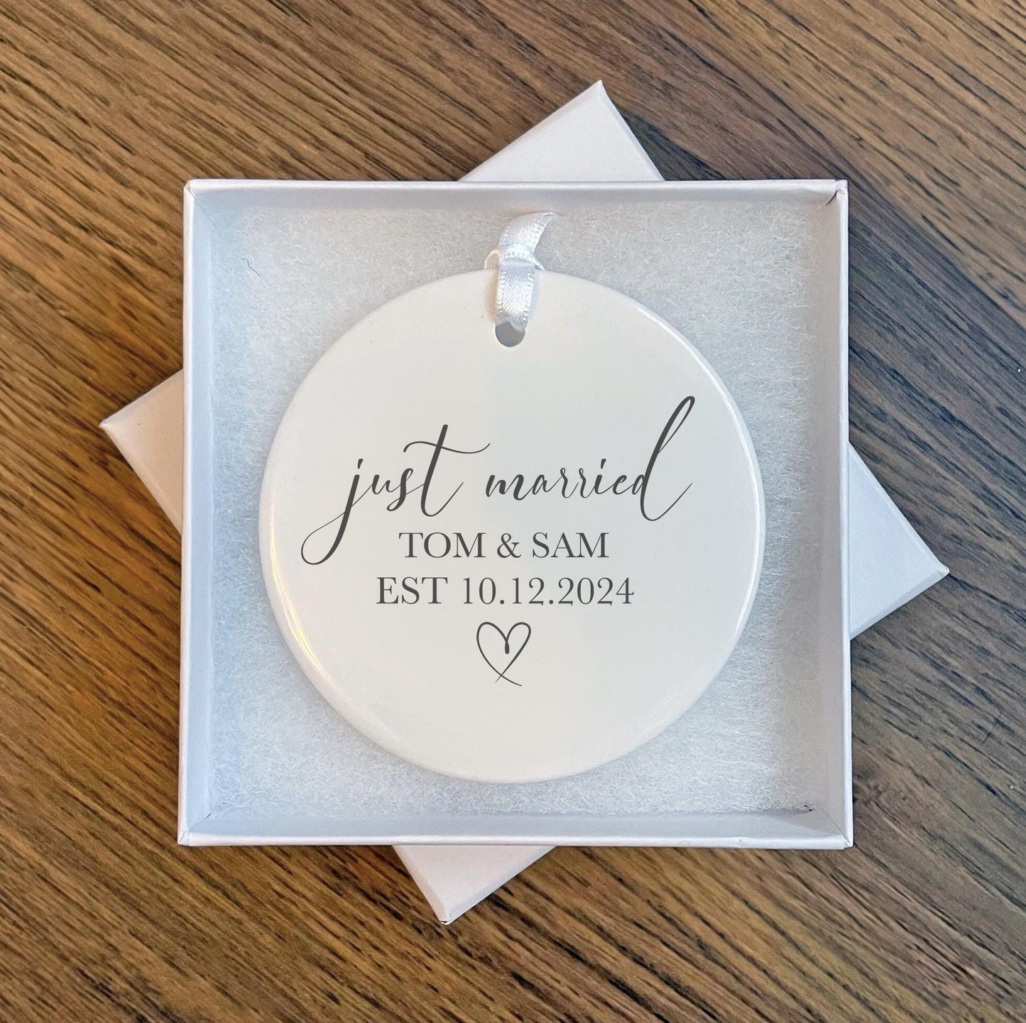 Personalised just married couple ceramic christmas decoration christmas eve box personalised santa sack first christmas gift