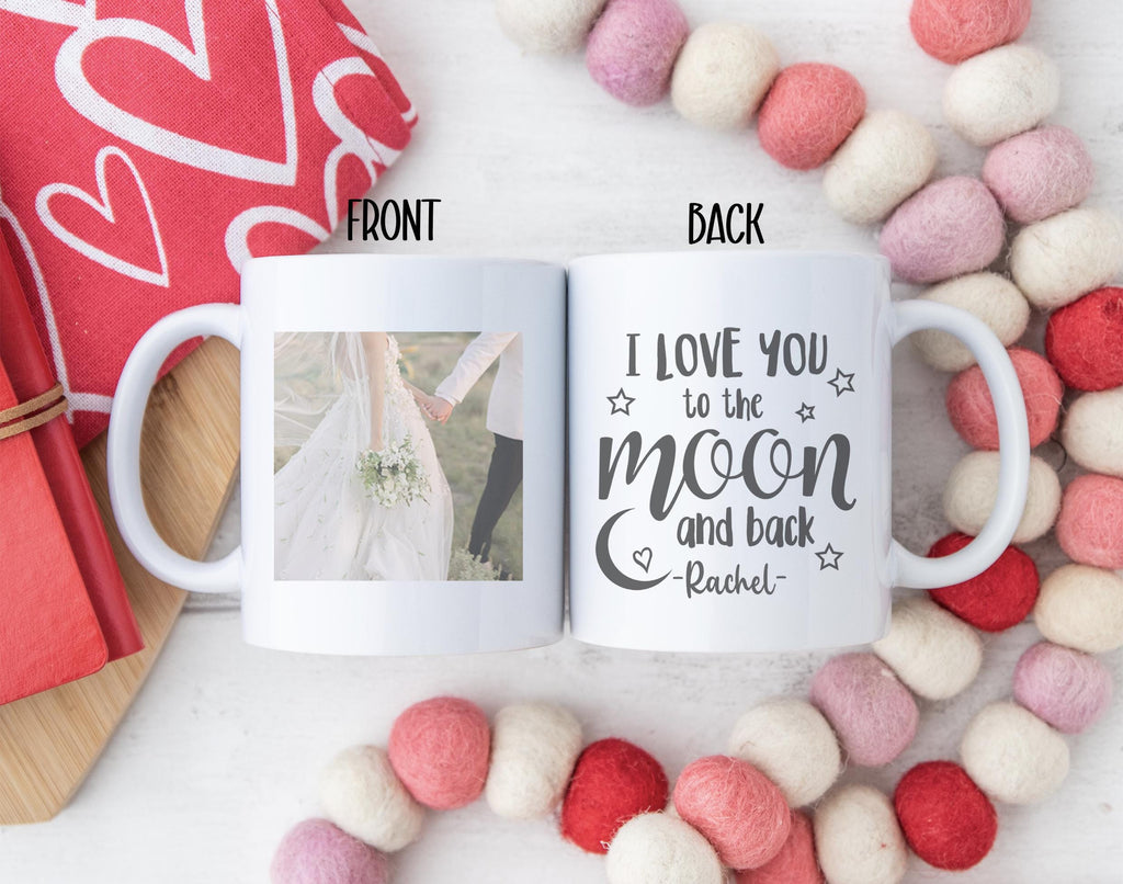 Personalise valentines day love you to the moon and back photo ceramic mug first valentines dayvalentines day gift him her valentines day
