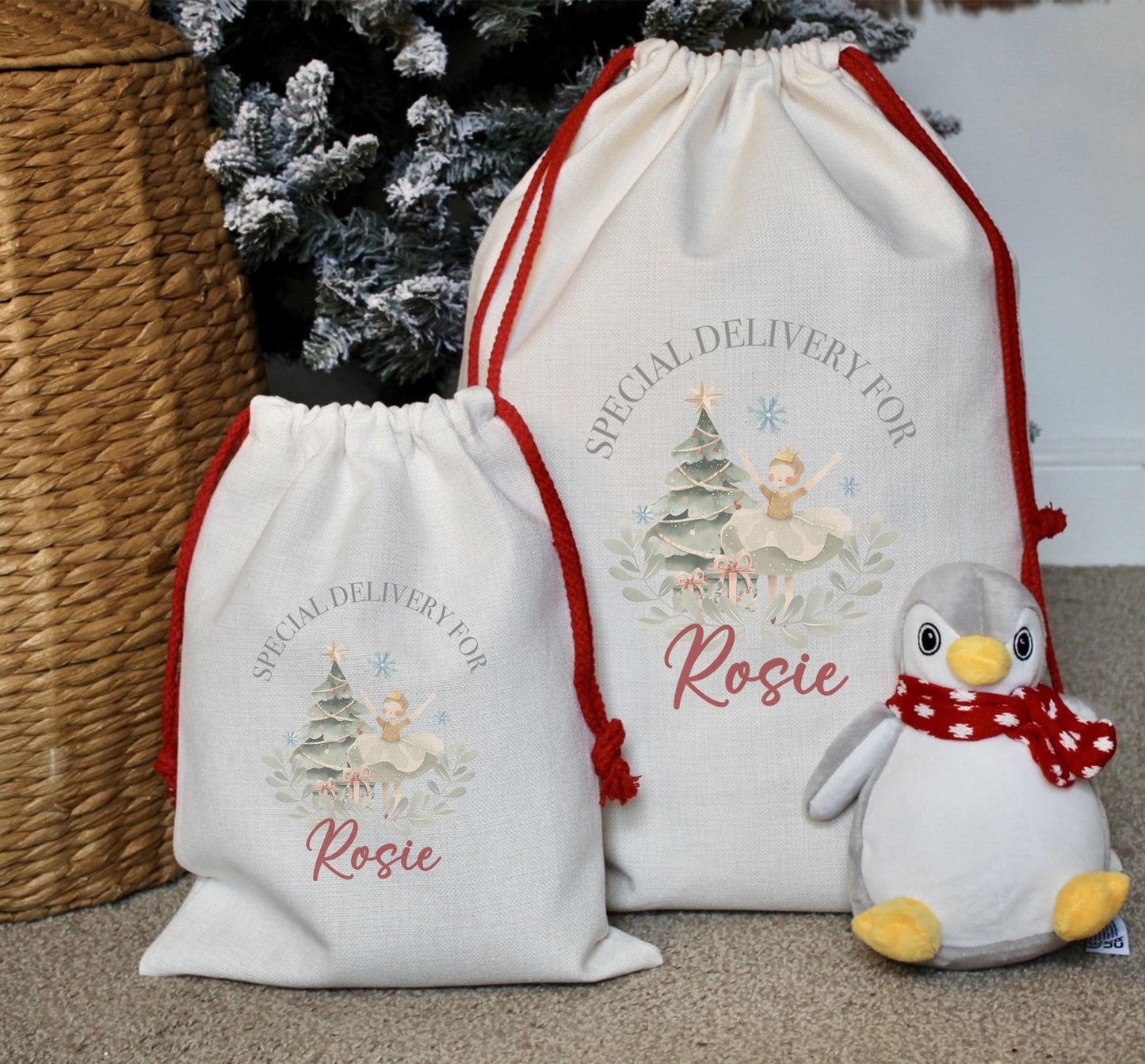 Personalised special deliver ballerina gift sack christmas eve box personalised santa sack first christmas gift