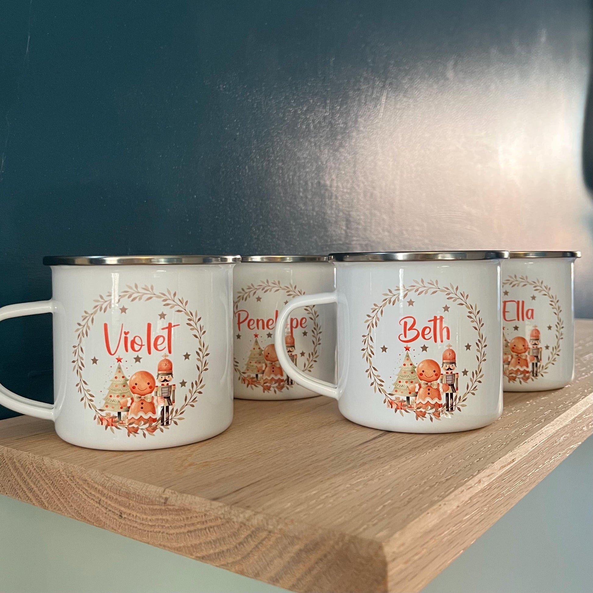 personalised christmas cosy nutcracker enamel mug, christmas eve box, personalised santa sack, first christmas gift, christmas mug,