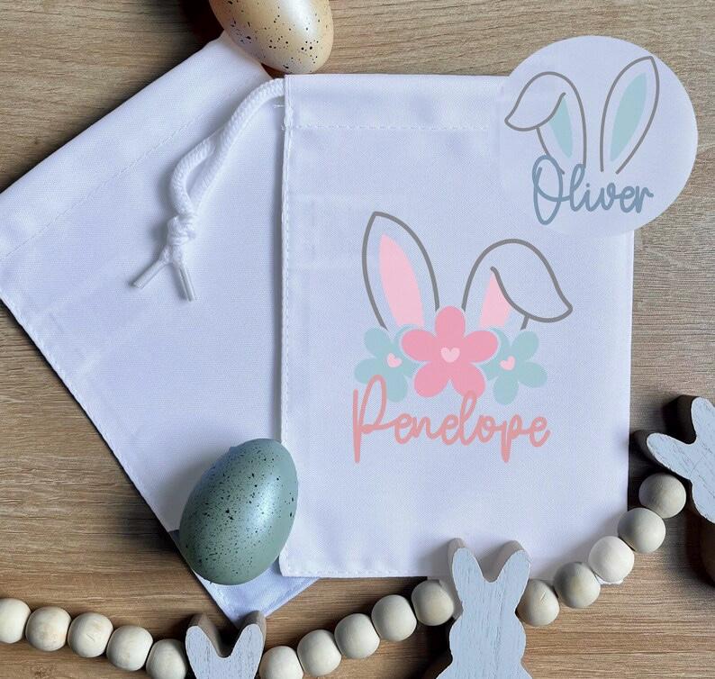 Personalised easter bunny ears treat sack, Personalised easter bunny bag, Easter treat bag