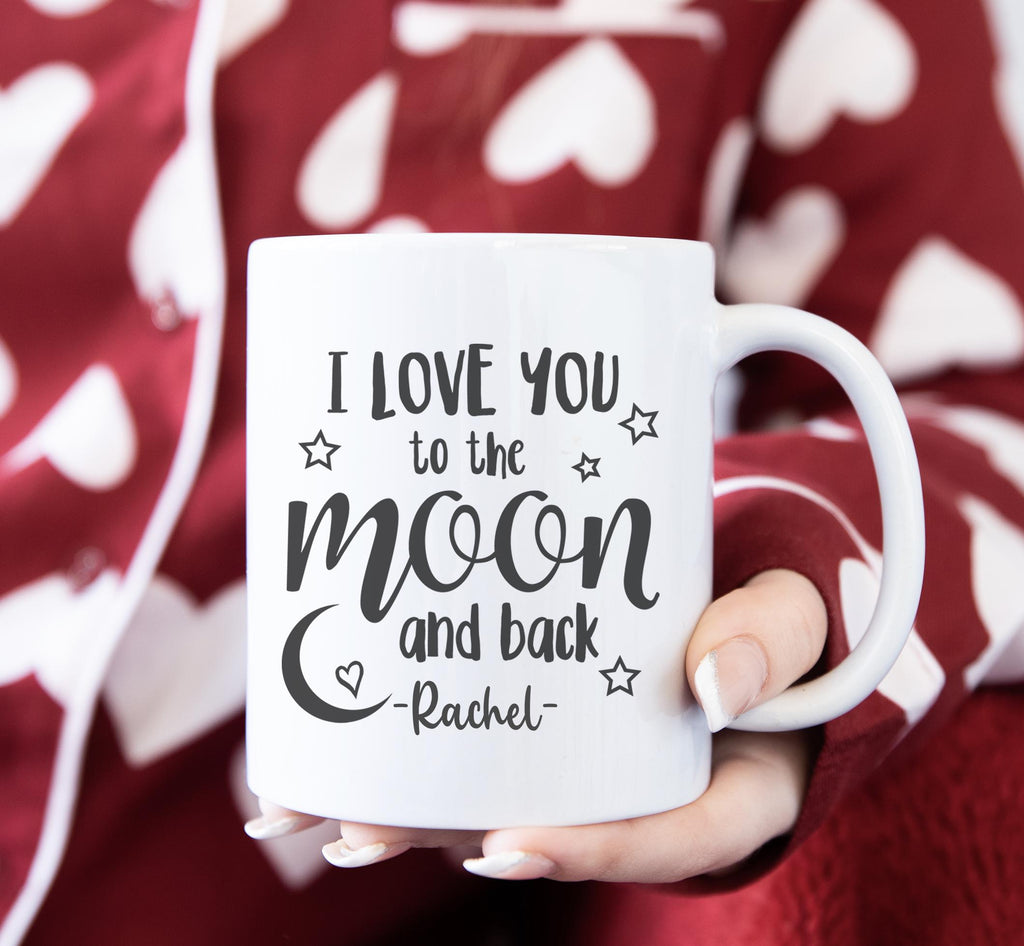 Personalise valentines day love you to the moon and back ceramic mug first valentines dayvalentines day gift him her valentines day