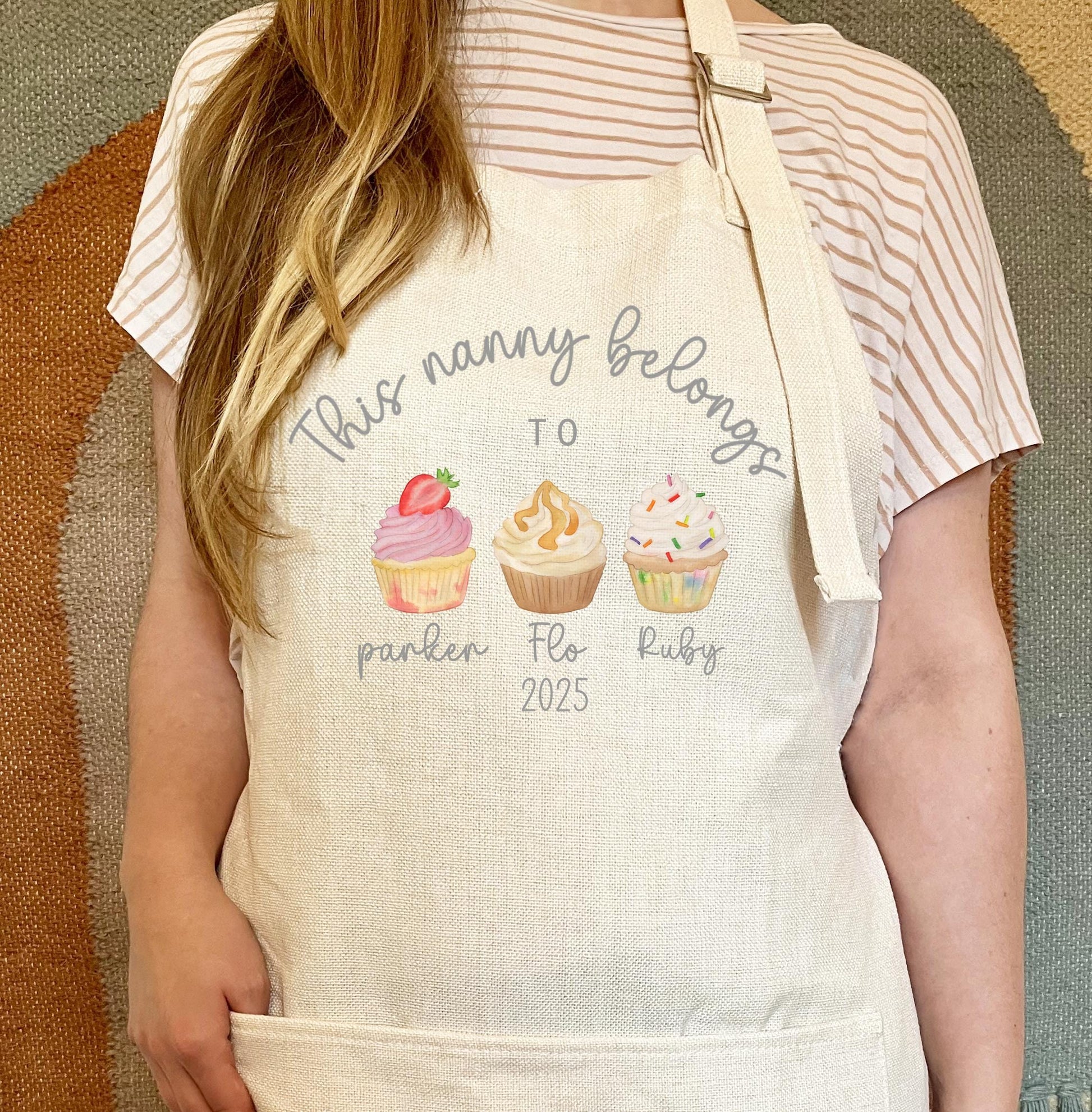 Personalised nannys cupcakes apron gift grandkids grandmother custom present pinny, Nanny baking apron, Mummy baking apron