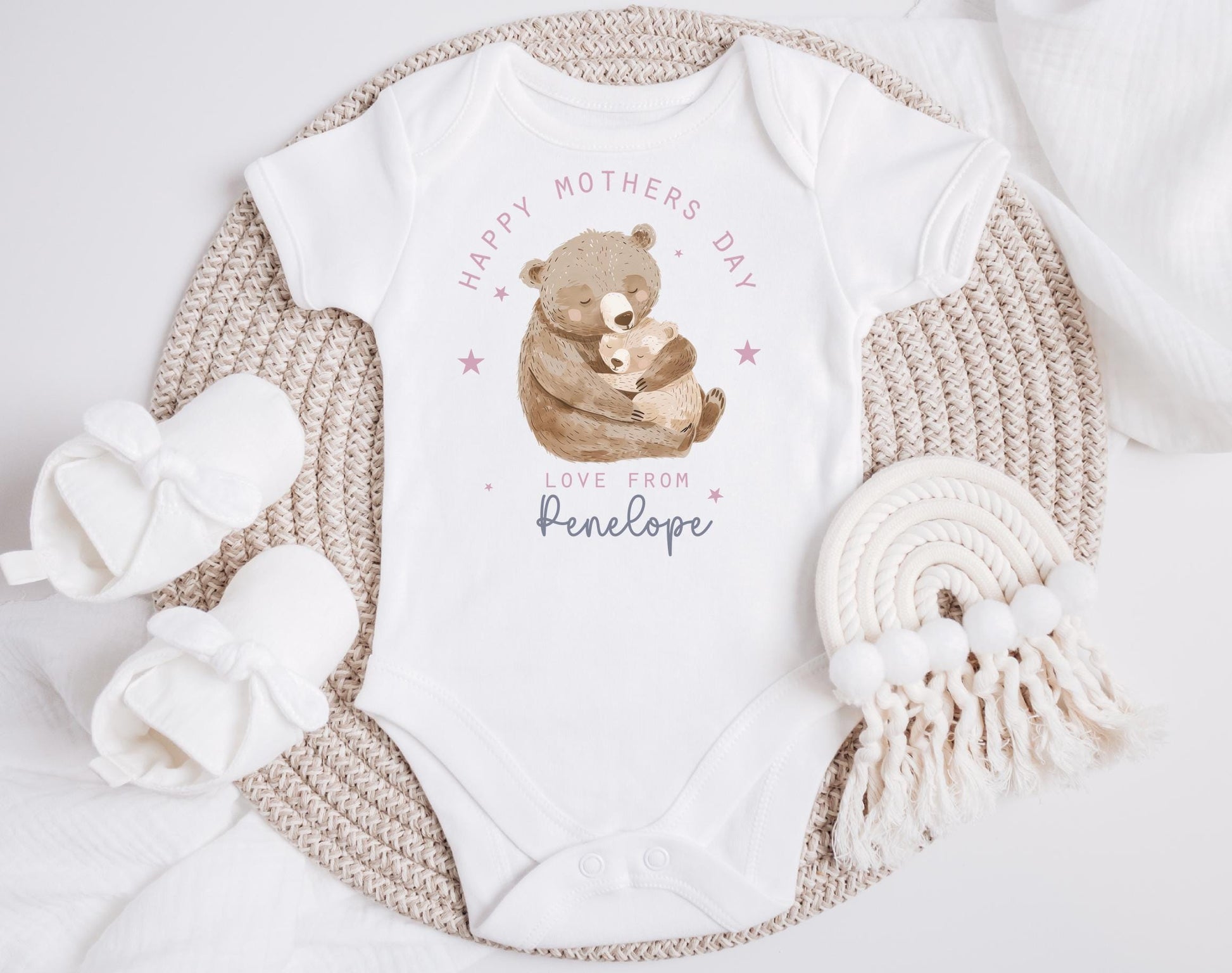 personalised first mothers day bear babies vest, baby clothes, mothers day gift, first mothers day, first mothers day gift, Baby bib