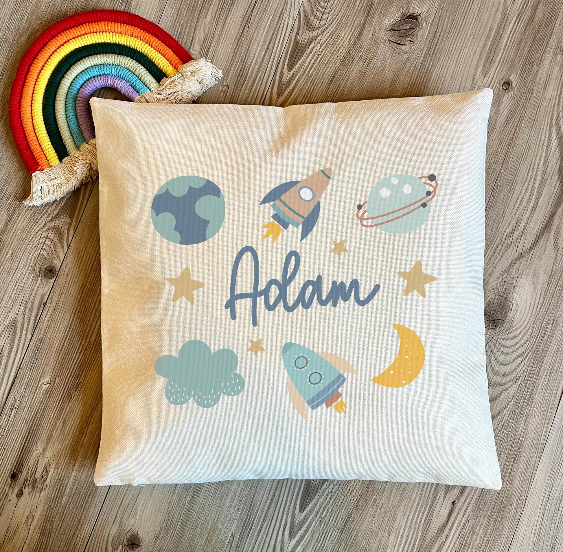 Personalised childrens space cushion, Childrens space decor, Childrens space bedroom decor