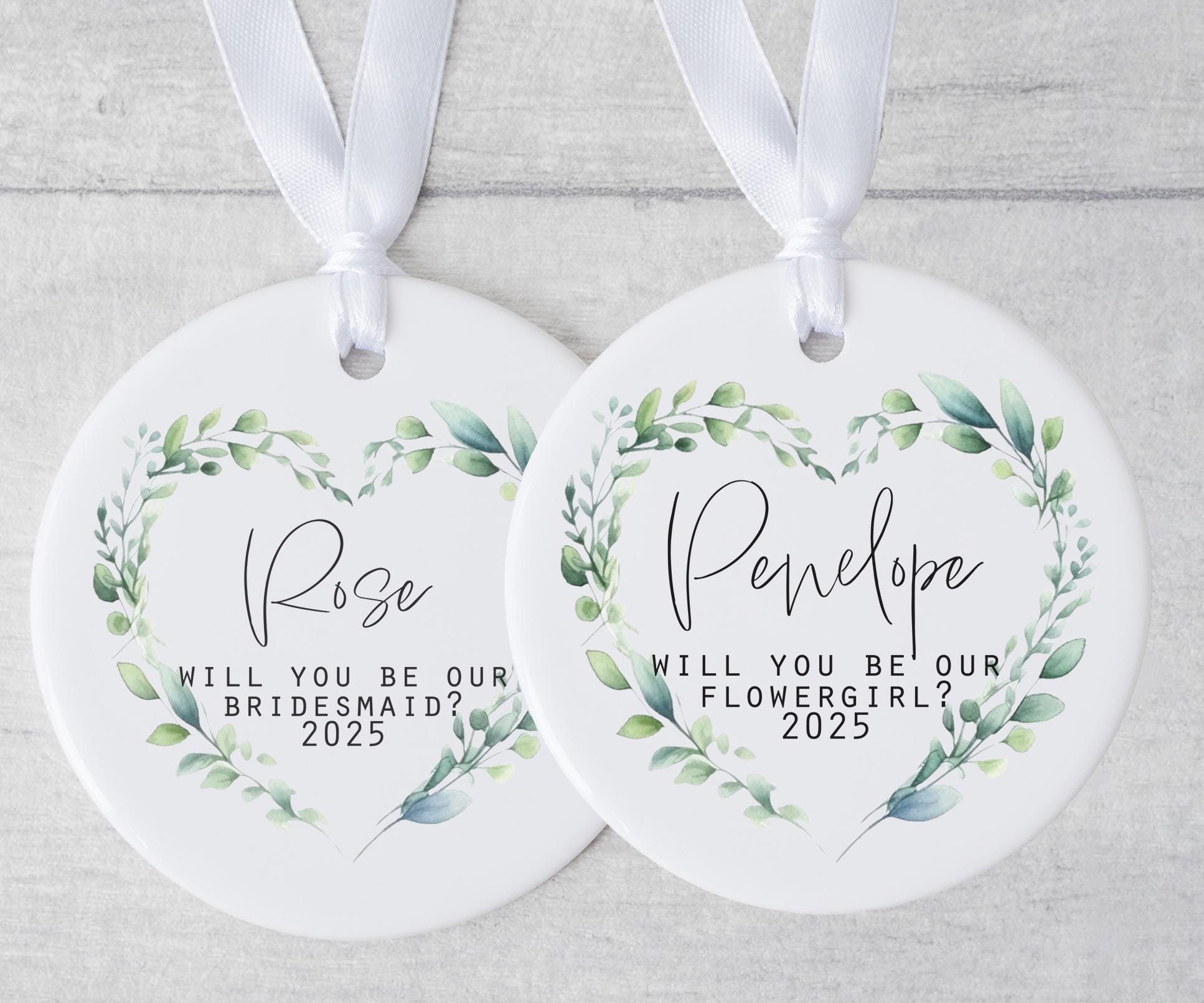 Personalised flower girl propsal ceramic ornament gift, Personalised page boy propsal ceramic ornament gift, Personalised wedding favour