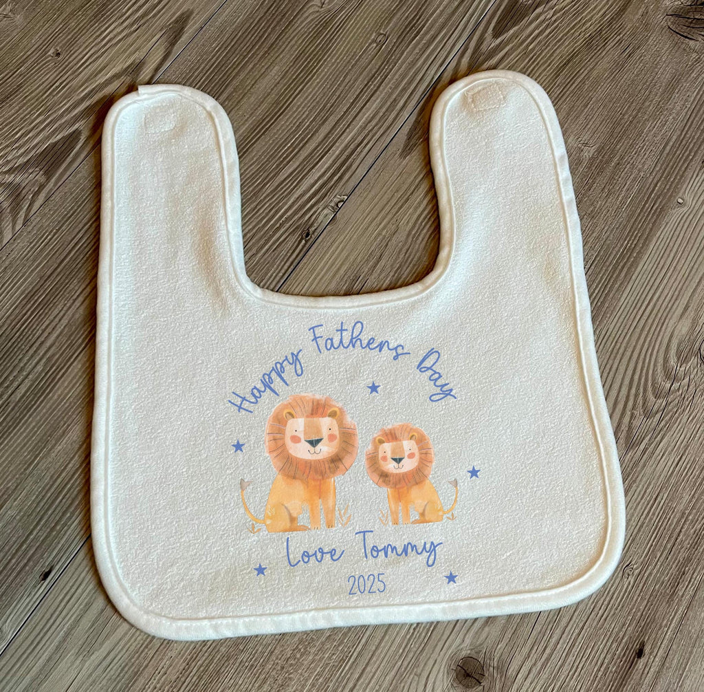 personalised happy fathers day lion cub bib, Happy fathers day bib, First fathers day bib, Our first fathers day bib