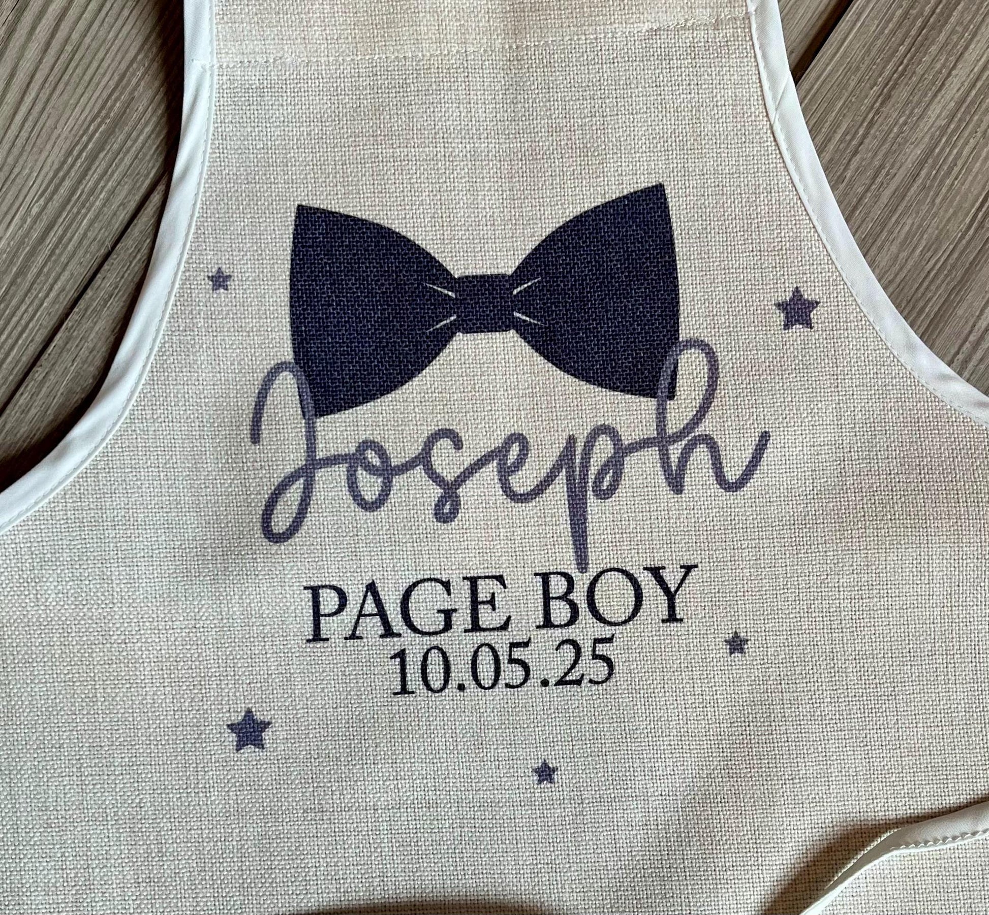 Personalised ring bearer page boy childrens apron wedding favour gift mini best man apron