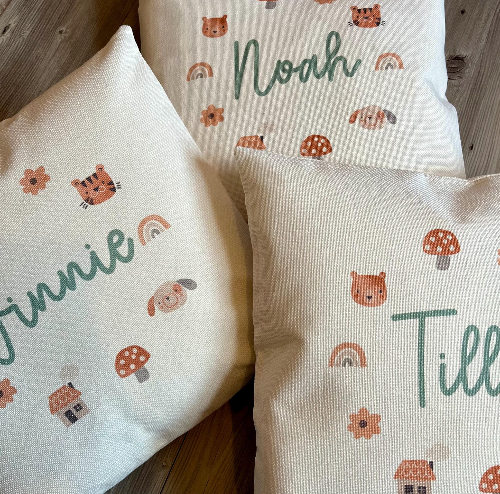Personalised boho animal cushion gift bedroom decor, boho animal cushion, childrens bedroom cushion