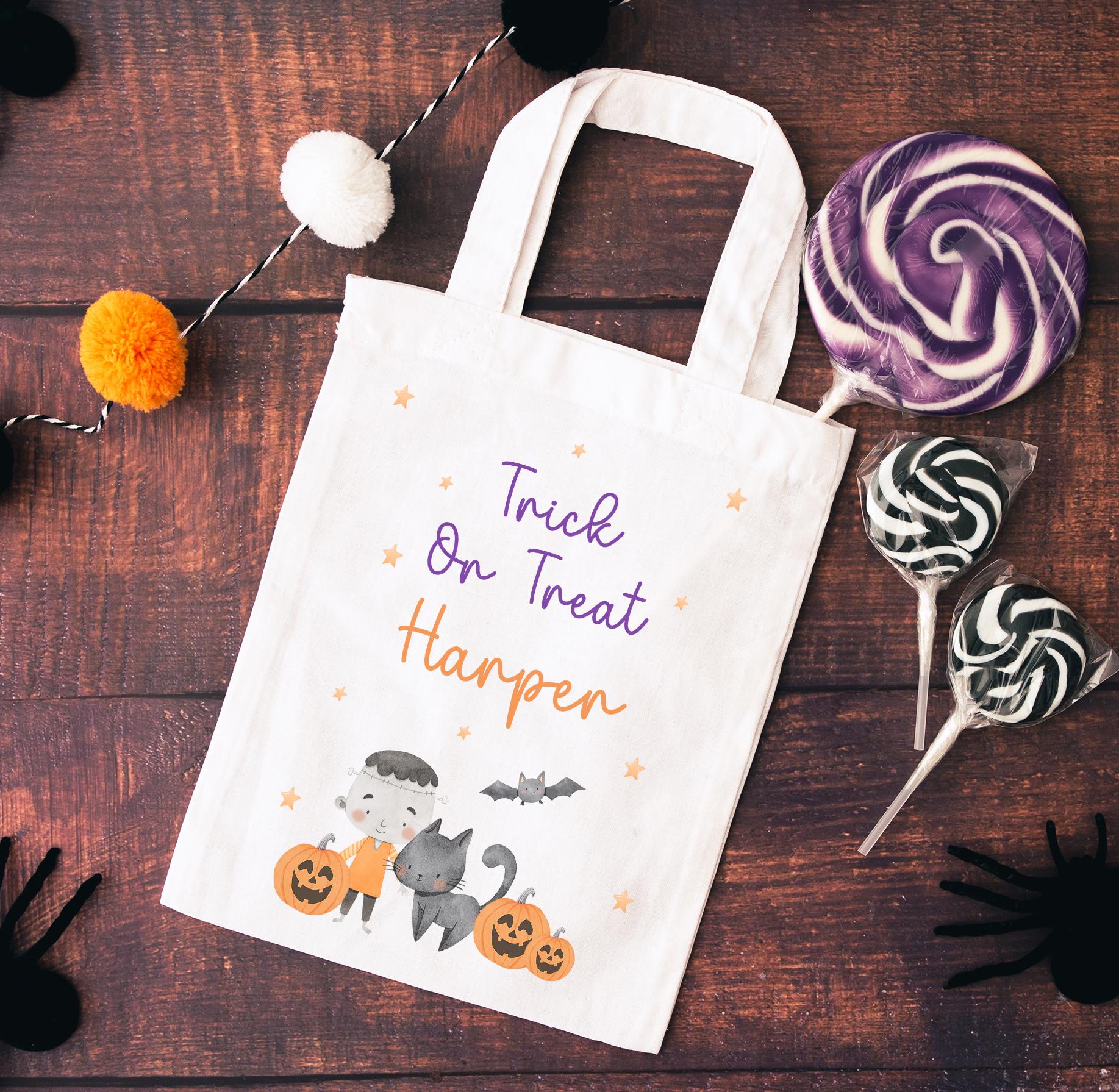 Personalised Halloween Frankinstein Bag , Boo Basket , Trick or Treat Bag , Halloween Gift Bag , Halloween Baskets , Halloween Decor ,