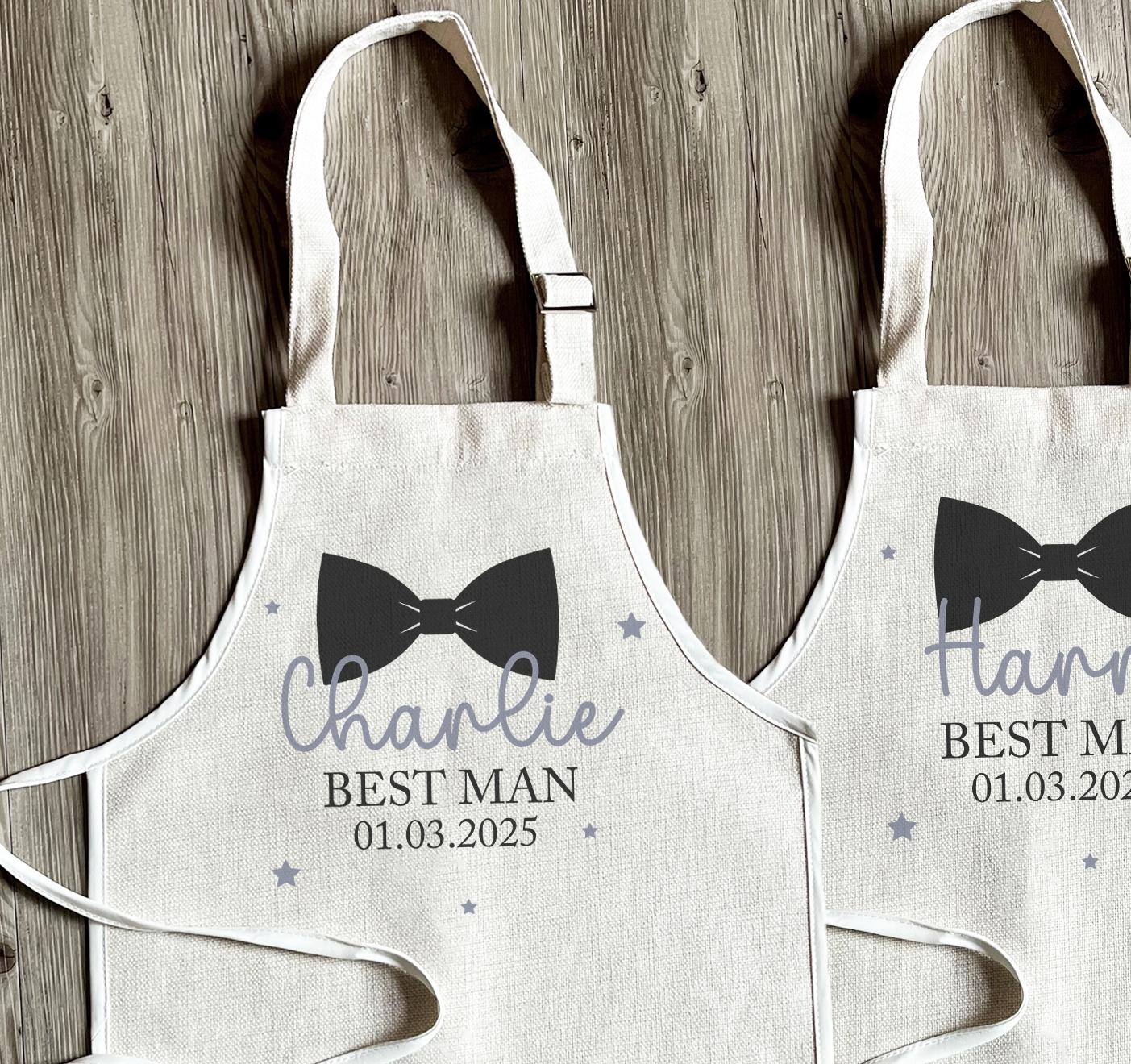 Personalised ring bearer page boy childrens apron wedding favour gift mini best man apron