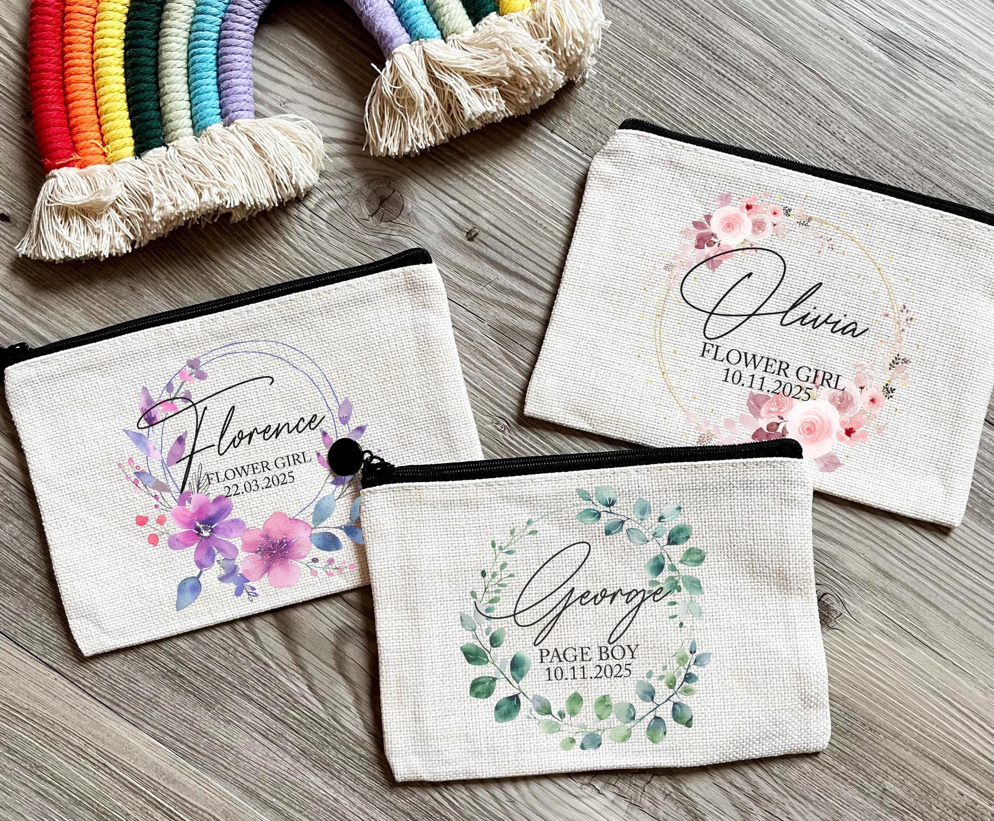 Personalised flowergirl pencil case, Personalised page boy pencil case, Flowergirl stationary, Page boy stationary, Personalised wedding