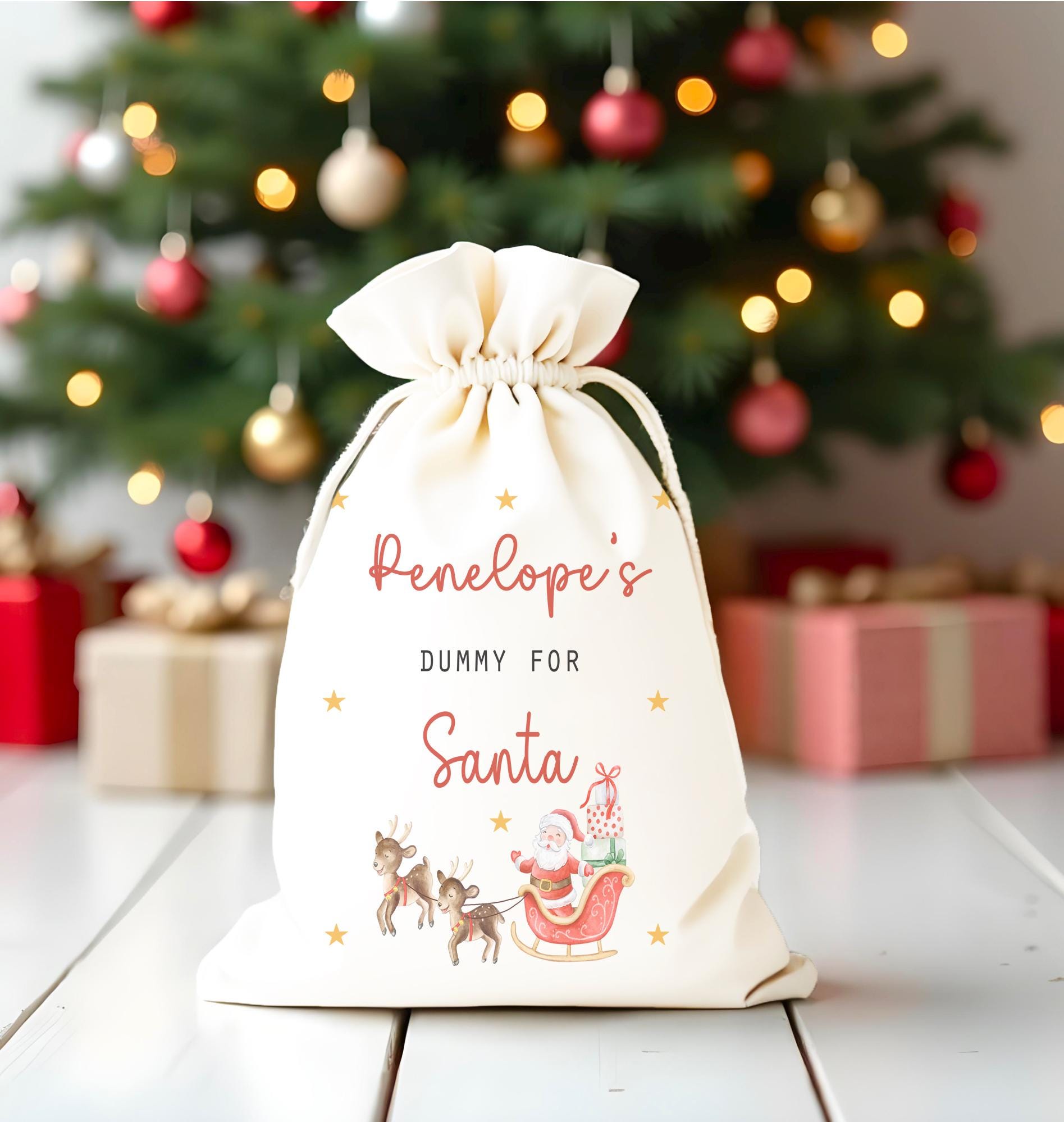 Personalised christmas dummy for Santa small bag gift christmas eve box personalised santa sack first christmas gift