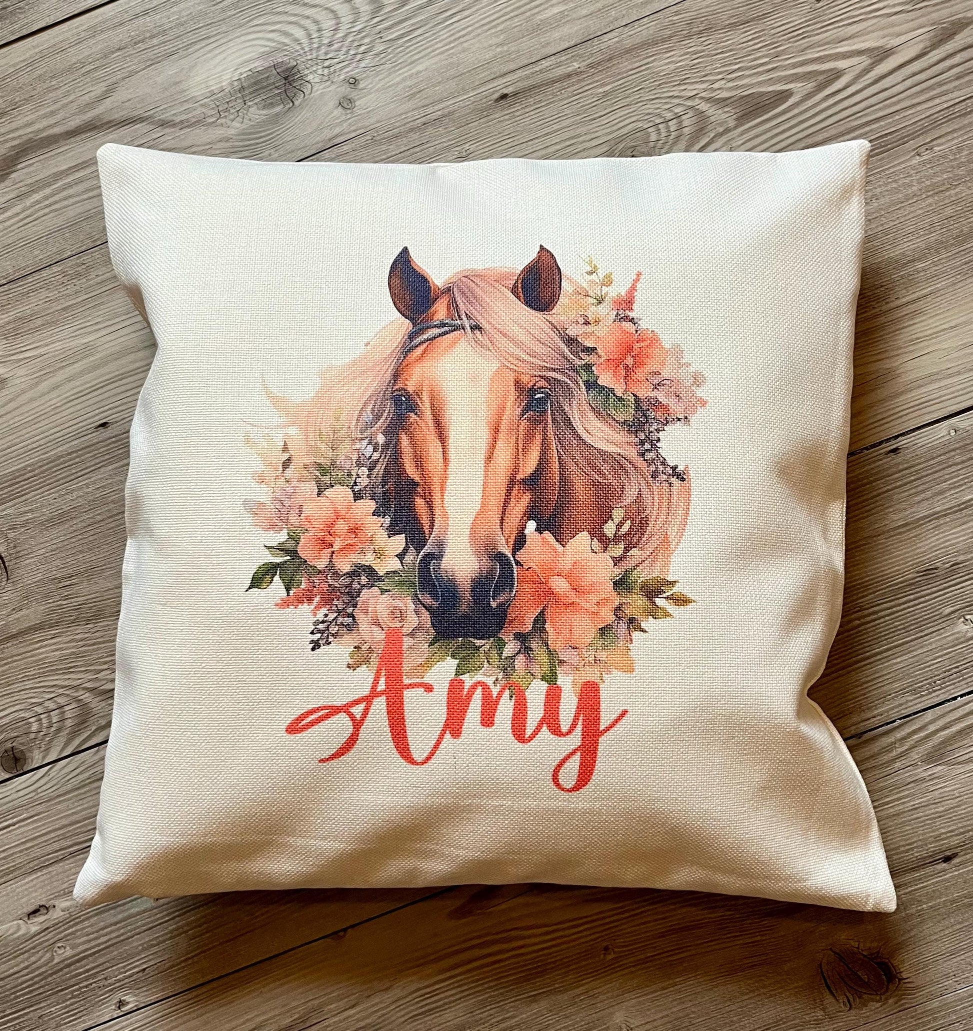 Personalised childrens horse cushion, Childrens horse decor, Childrens horse bedroom decor