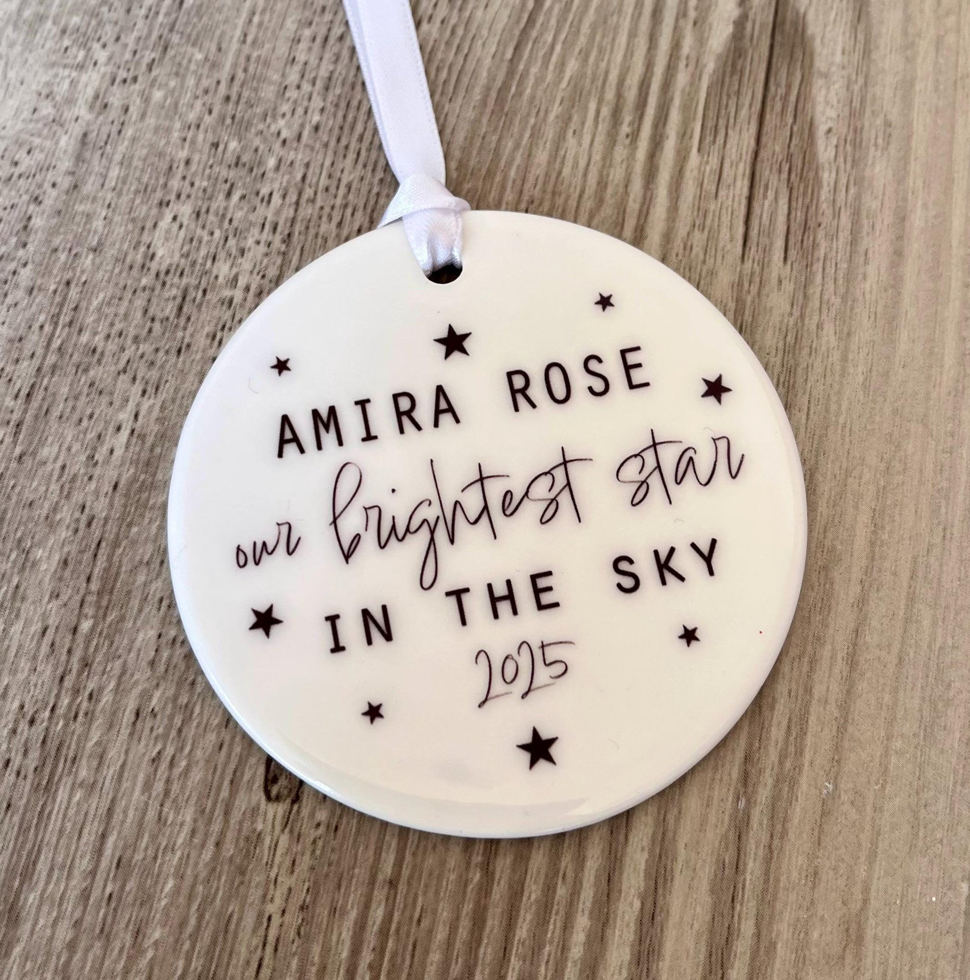 Personalised our bightest star in the sky ceramic ornament, Stillborn baby  ornament, miscarriage ornament, Angel baby ornament