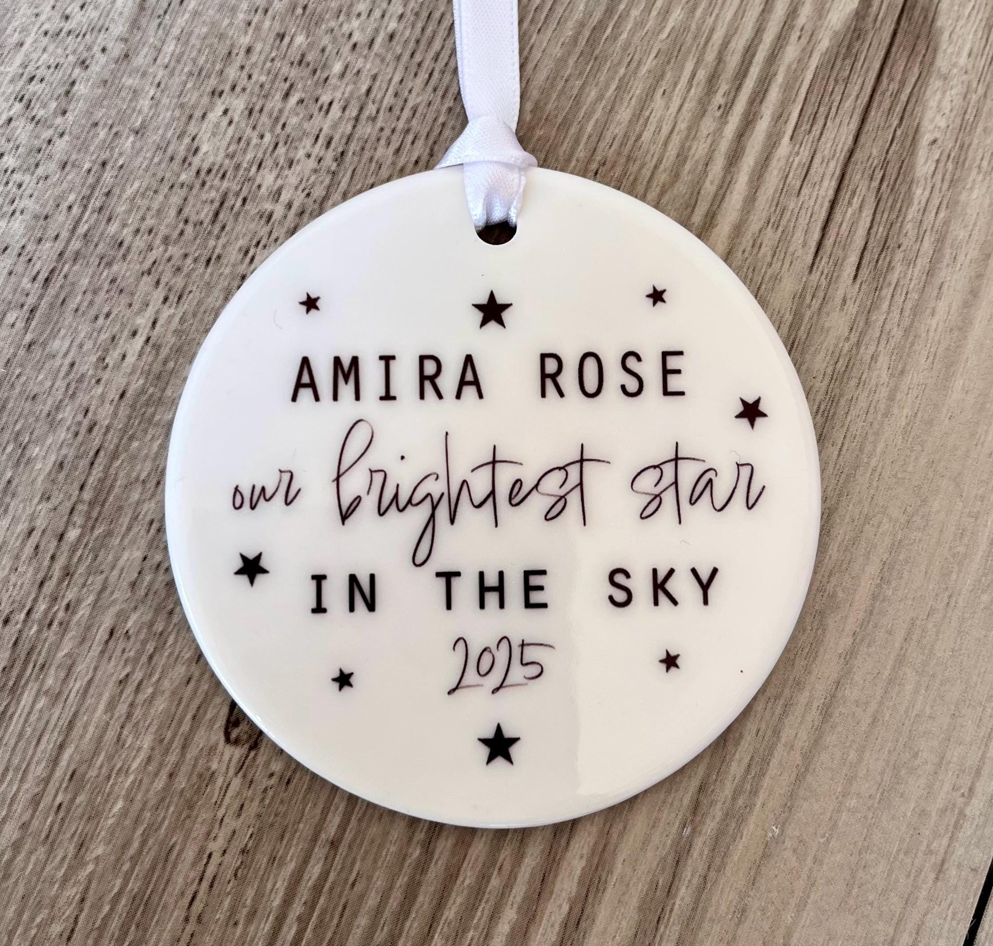 Personalised our bightest star in the sky ceramic ornament, Stillborn baby  ornament, miscarriage ornament, Angel baby ornament