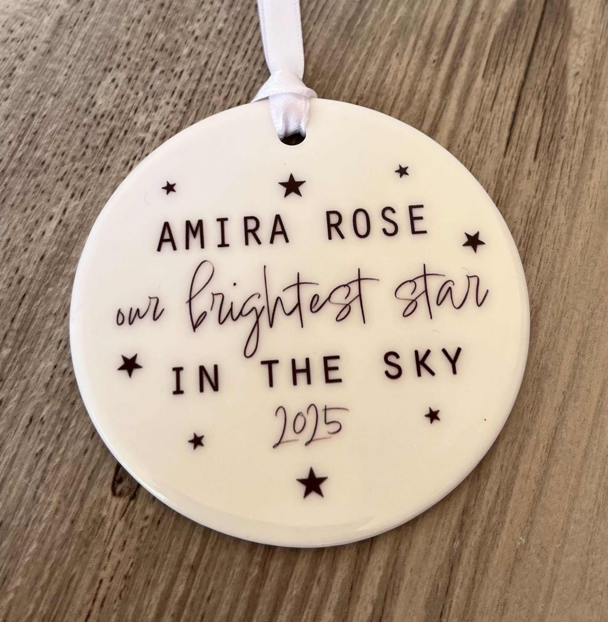 Personalised our bightest star in the sky ceramic ornament, Stillborn baby  ornament, miscarriage ornament, Angel baby ornament