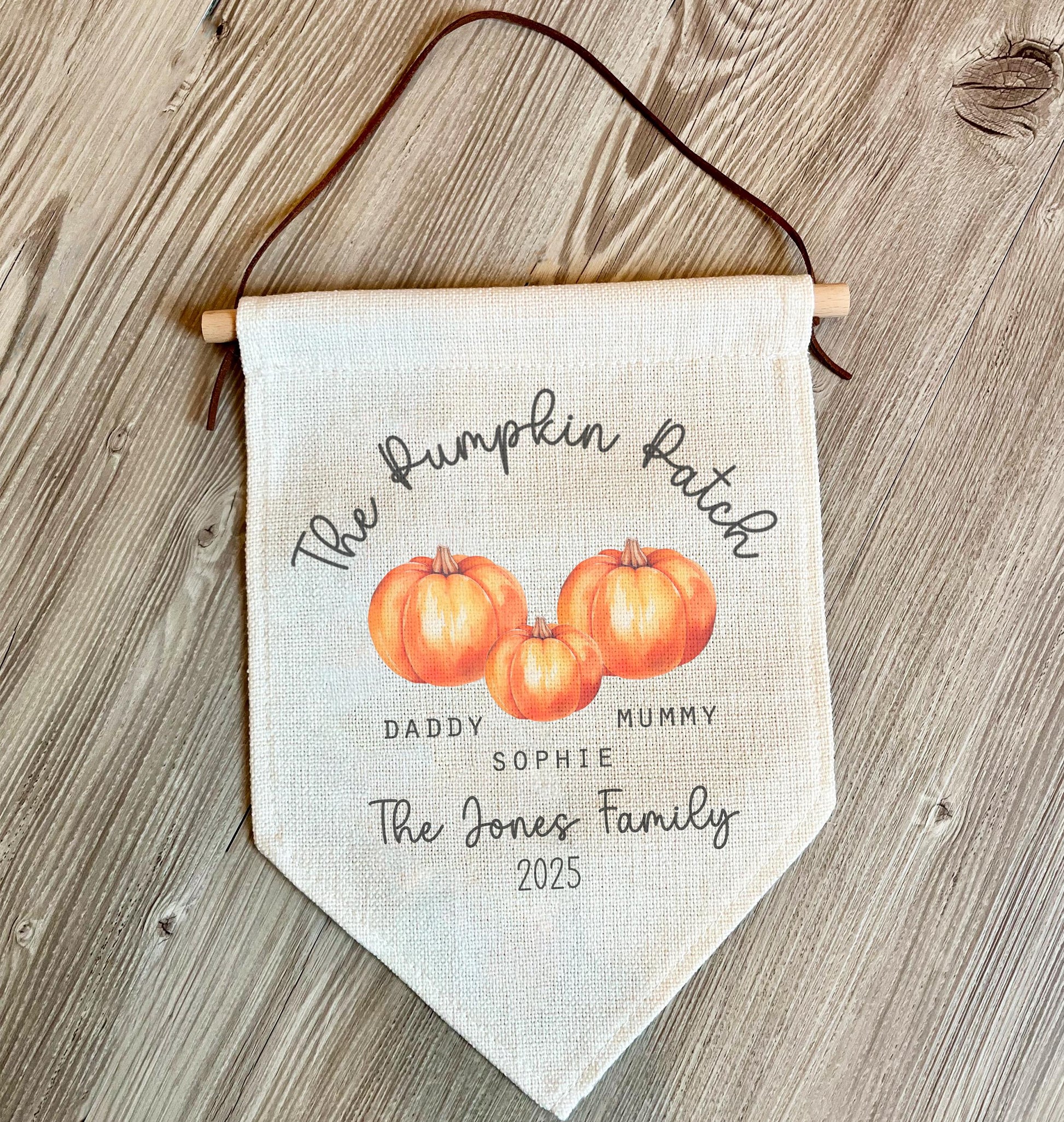 Pumpkin patch personalised family banner Halloween decor