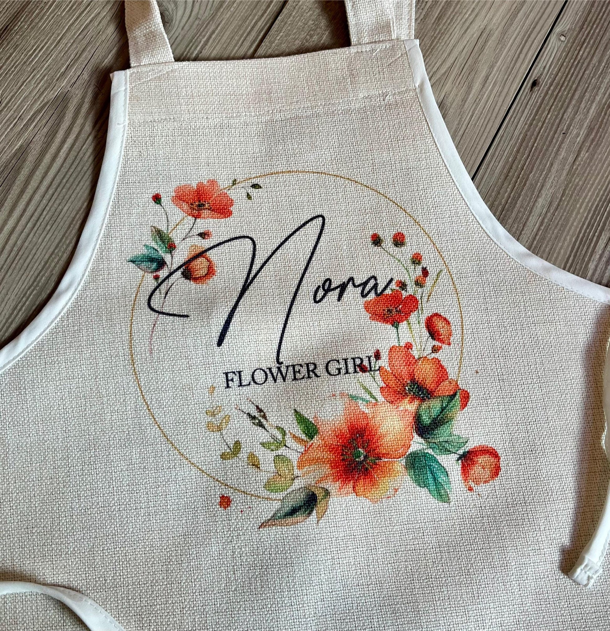 Personalised flower girl bridesmaid childrens apron wedding favour gift, Flower girl apron, bridesmaid apron