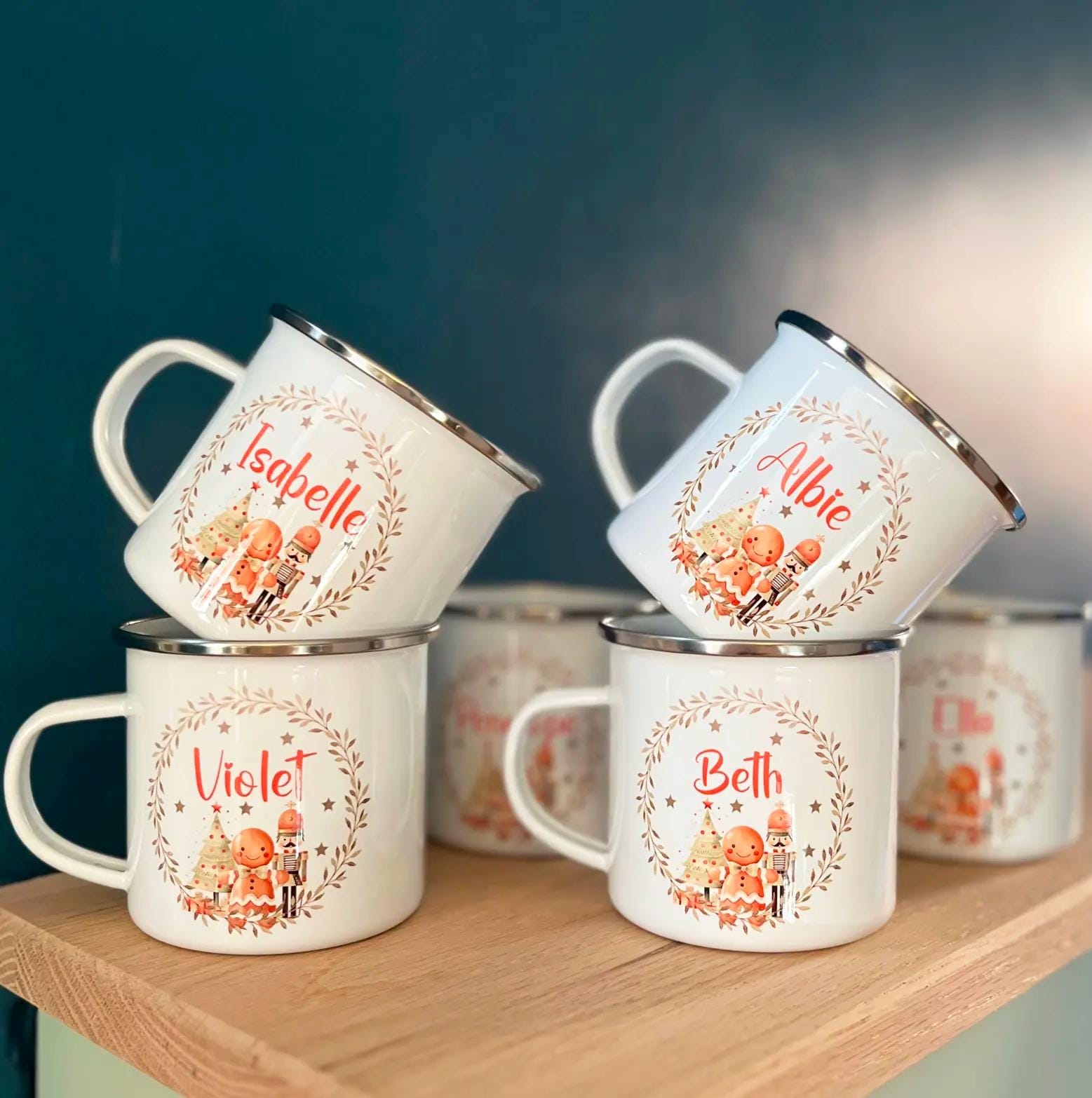 personalised christmas cosy nutcracker enamel mug, christmas eve box, personalised santa sack, first christmas gift, christmas mug,