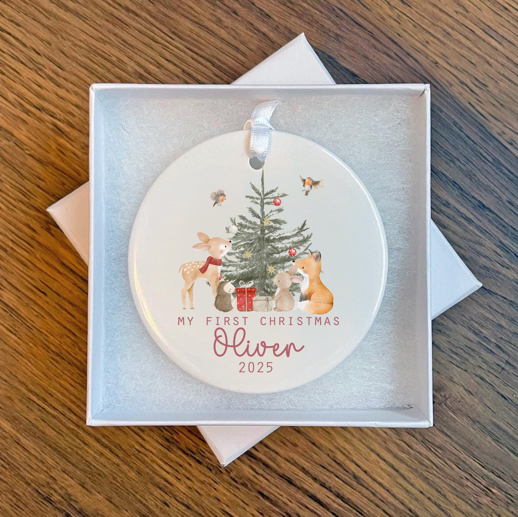 Personalised babies first christmas ceramic christmas tree bauble christmas eve box personalised santa sack first christmas gift