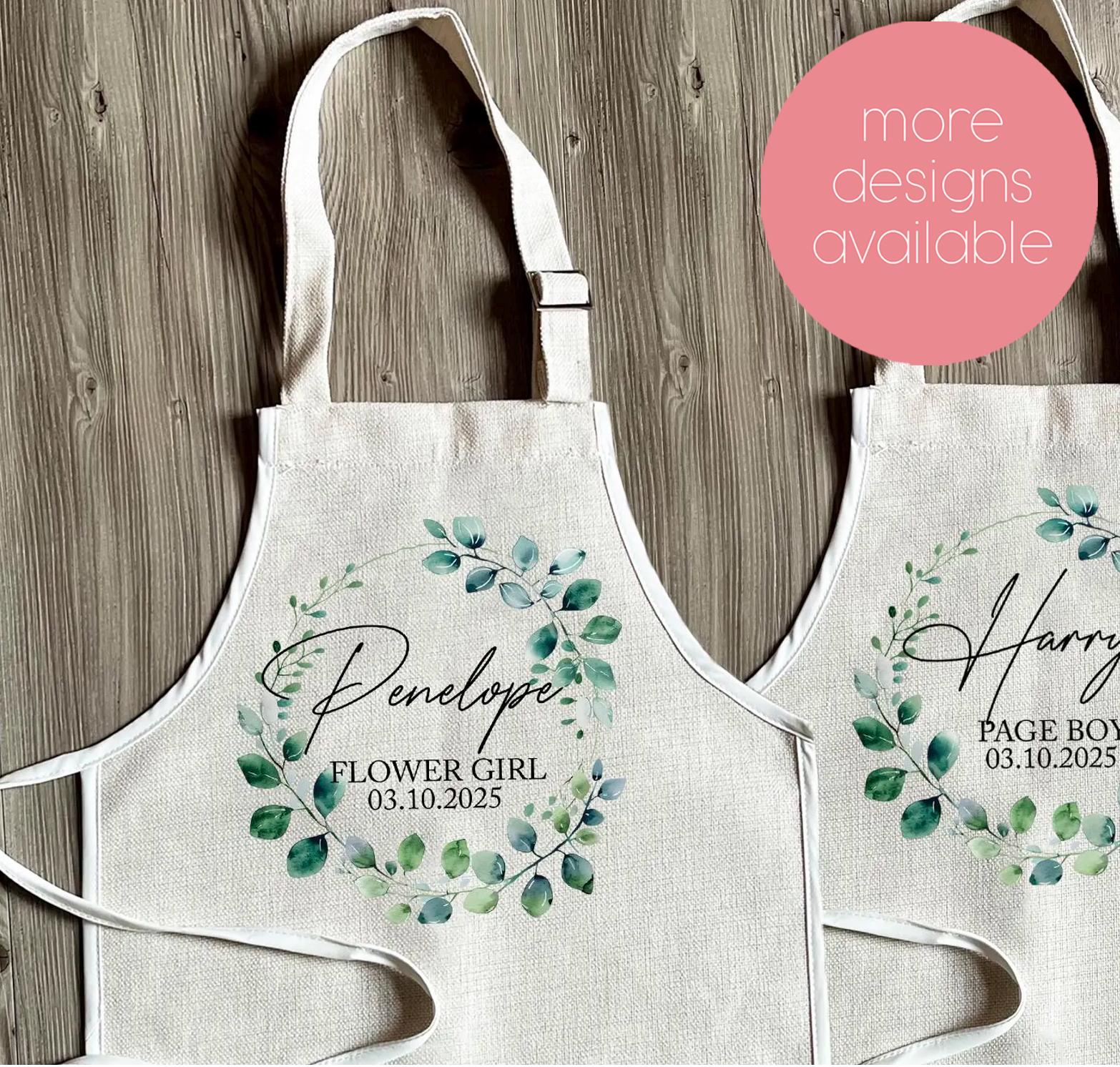 Personalised flower girl bridesmaid childrens apron wedding favour gift, Flower girl apron, bridesmaid apron
