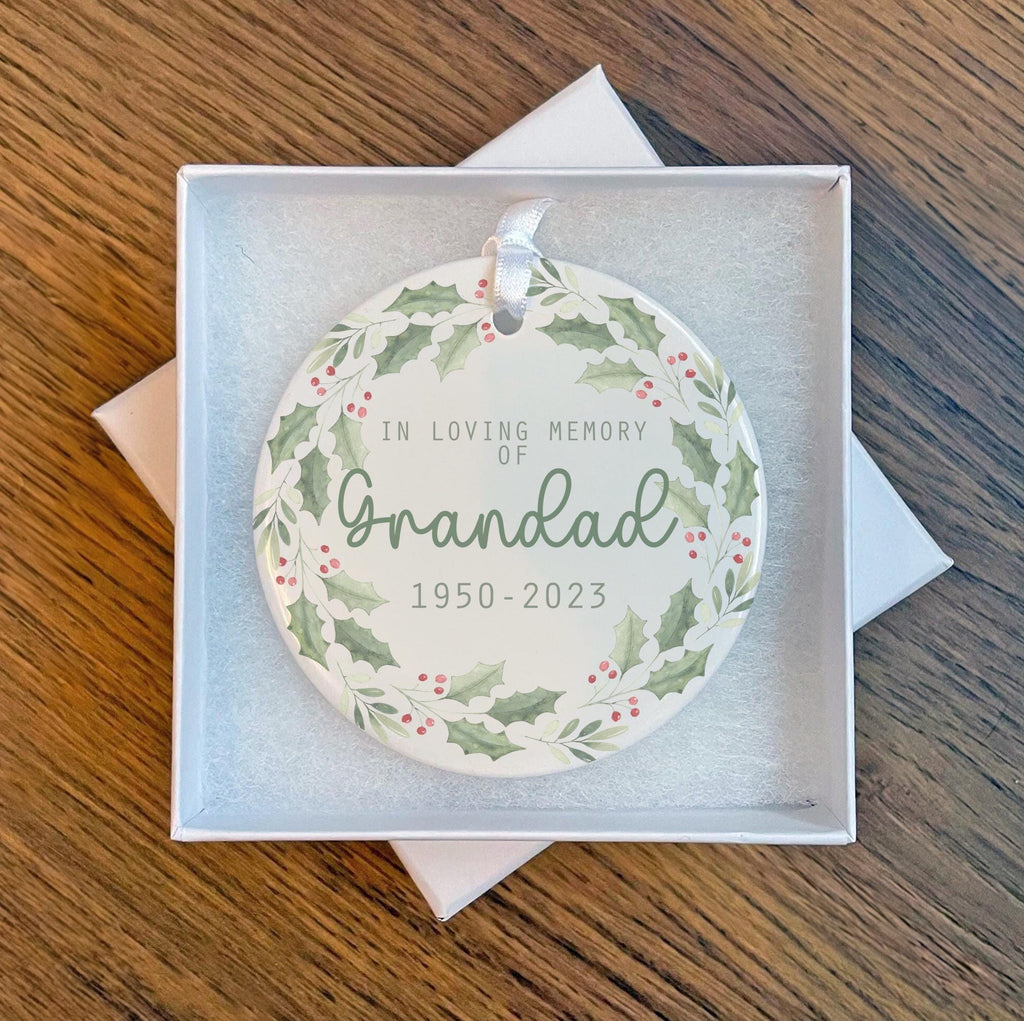 Personalise bereavement in loving memory sympathy rest in peace Christmas tree decoration christmas eve box personalised santa sack
