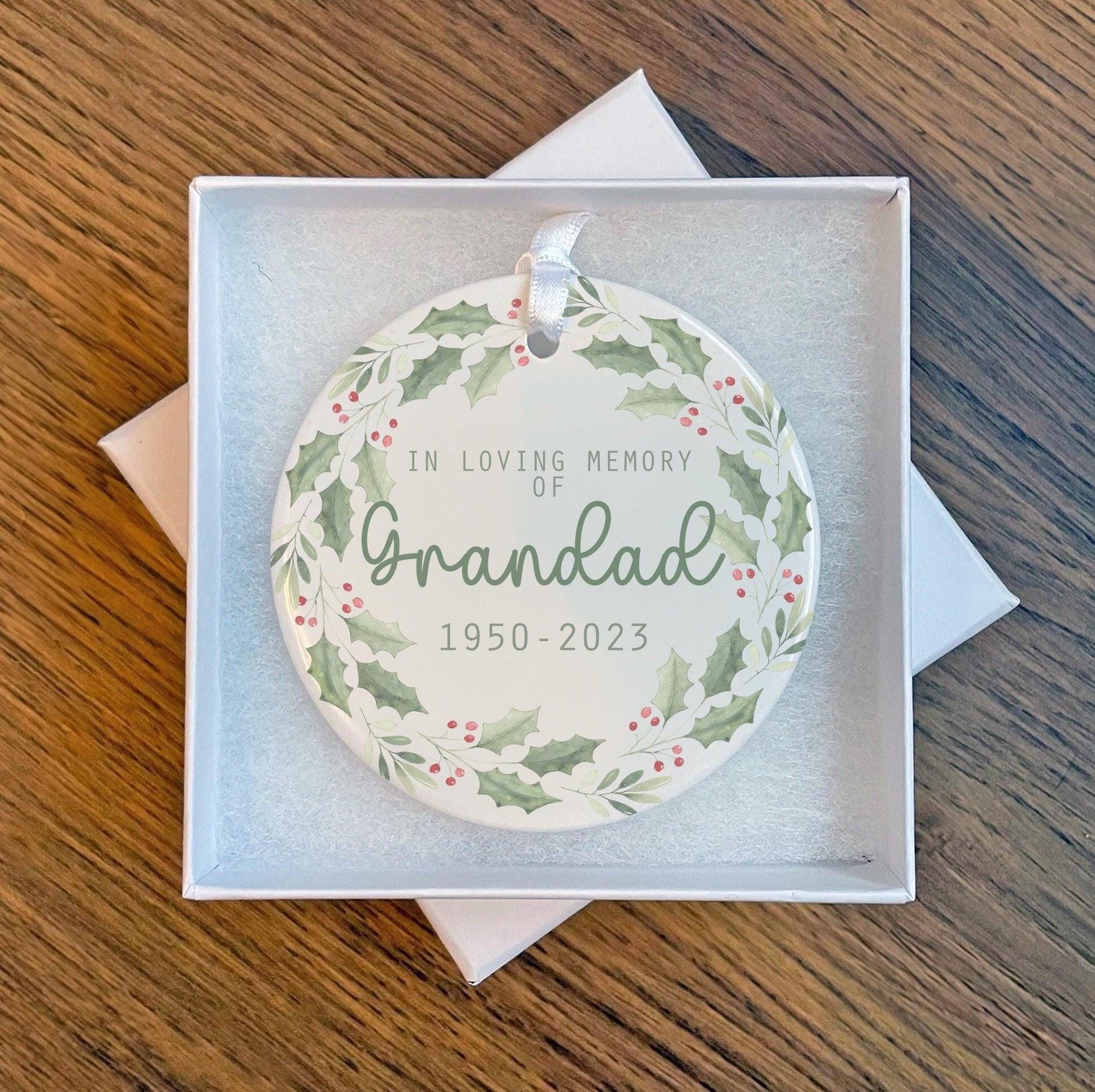 Personalise bereavement in loving memory sympathy rest in peace Christmas tree decoration christmas eve box personalised santa sack