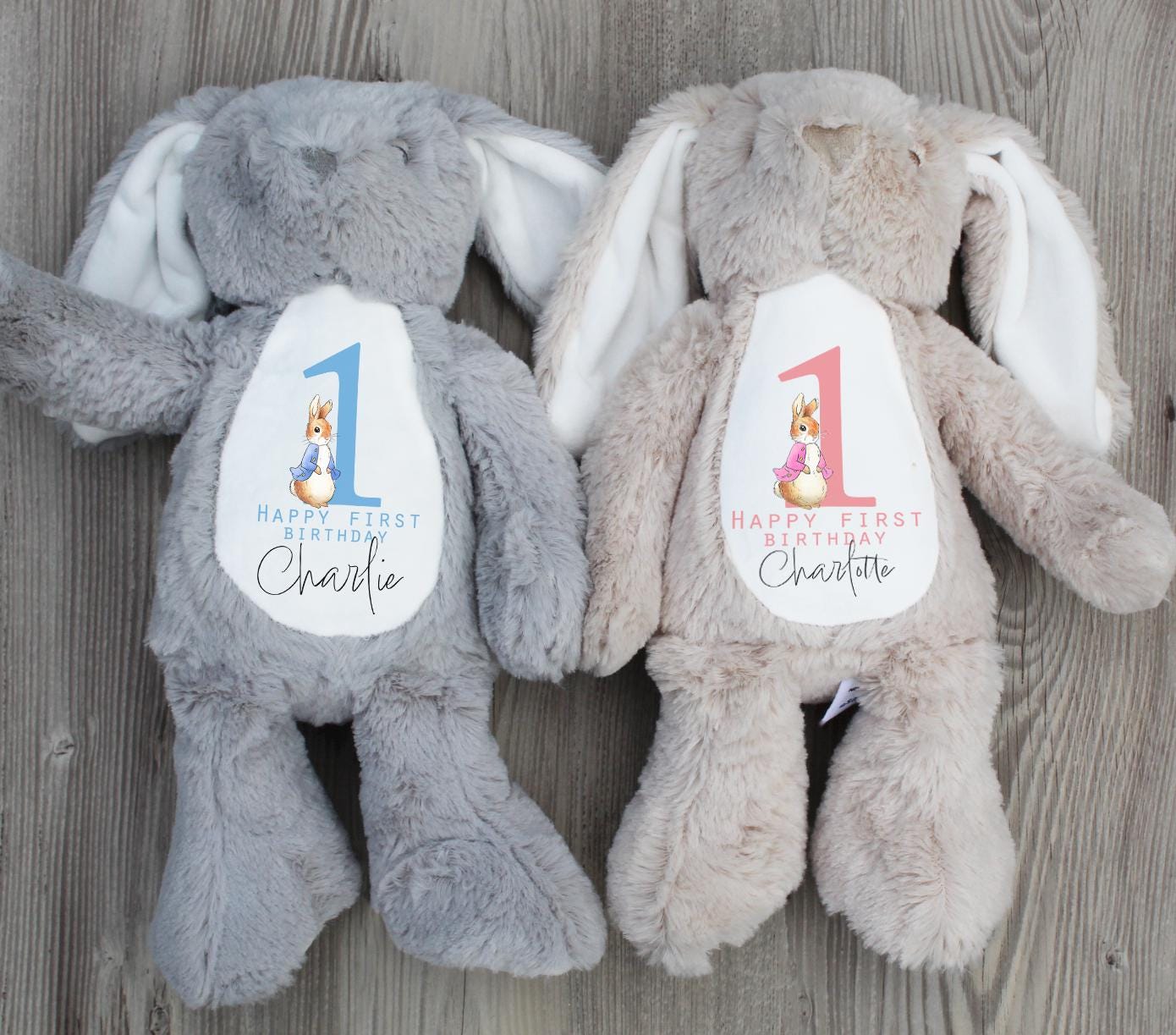 Personalised rabbit first birthday teddy, Pink rabbit teddy, Blue rabbit teddy, personalised Birthday teddy, Birthday teddy, First birthday