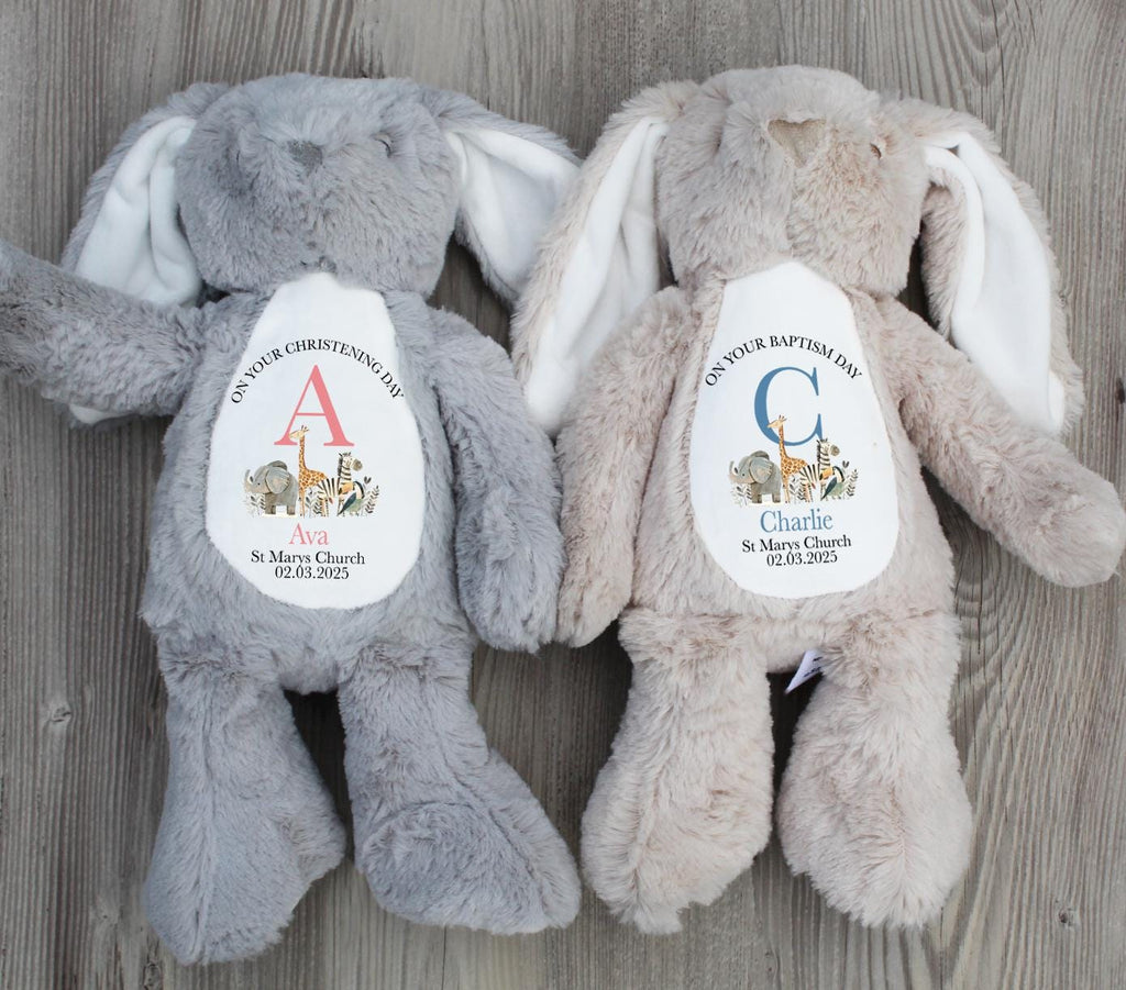 Personalised alphabet initial name christening cross keepsake bunny gift christian crucafix rabbit custom name