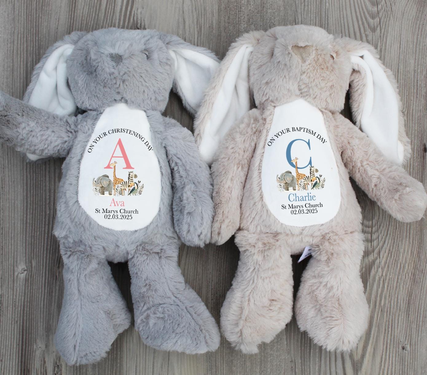 Personalised alphabet initial name christening cross keepsake bunny gift christian crucafix rabbit custom name
