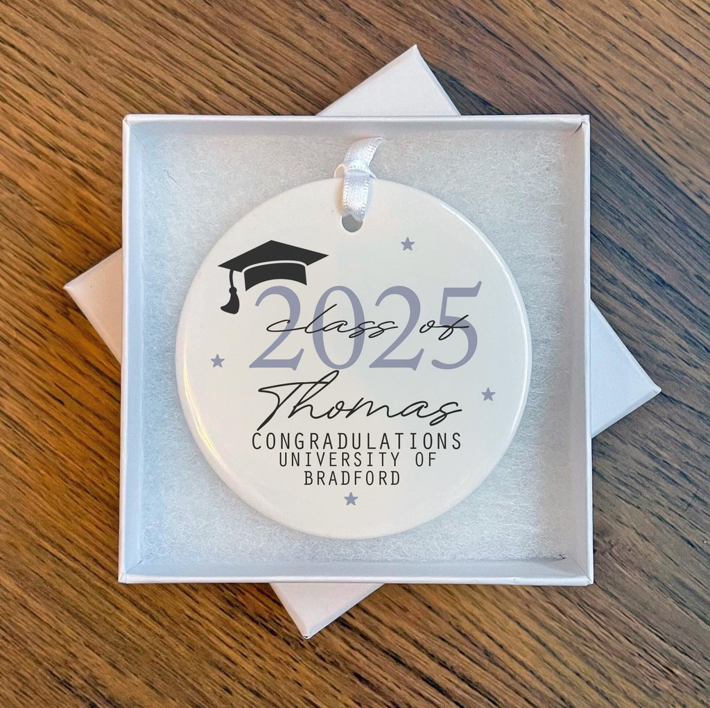 Personalised graduation hat ceramic ornament, Personalised graduation gift, Graduation ornament